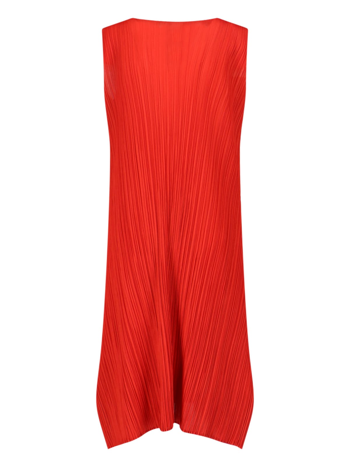 Issey Miyake Womens Bright Red Sleeveless Pleated Knitted Midi Dress In Multi