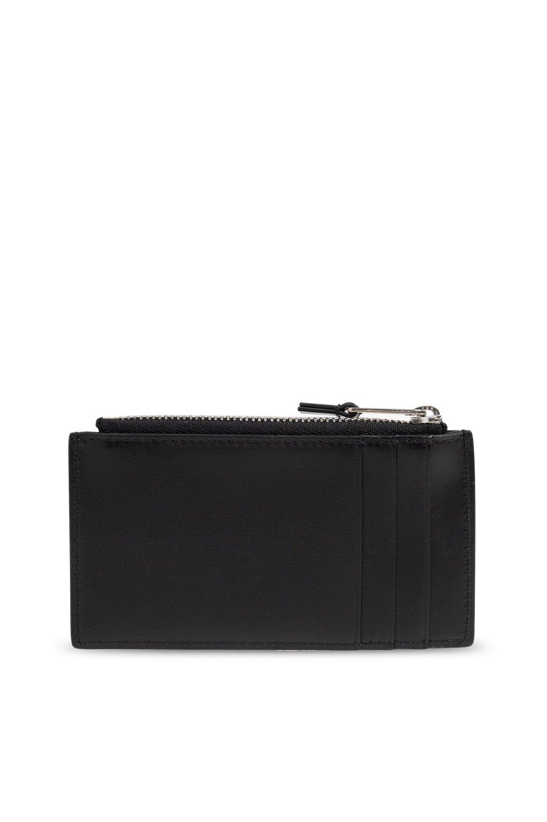 Shop Palm Angels Logo Printed Zipped Cardholder In Black/white