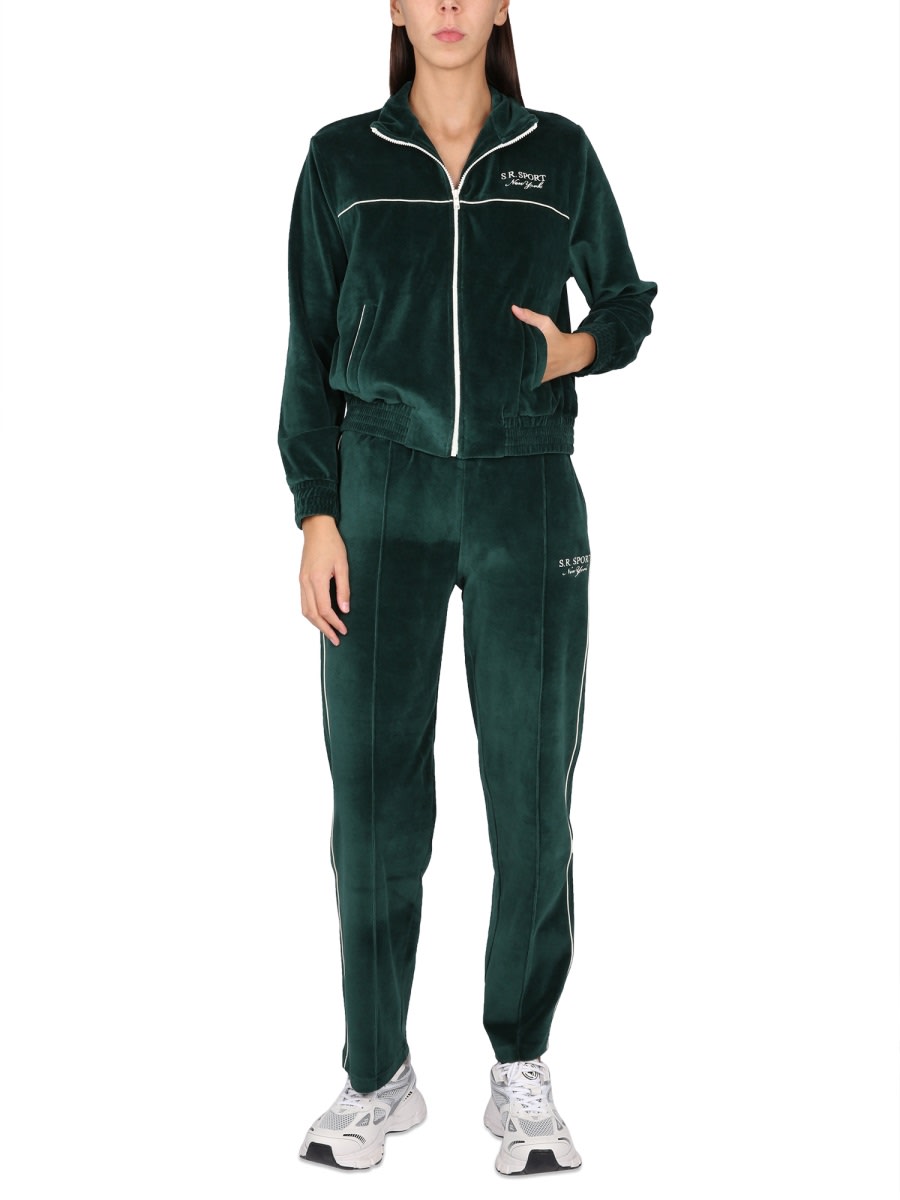 Sporty & Rich Zip Sweatshirt. In Green