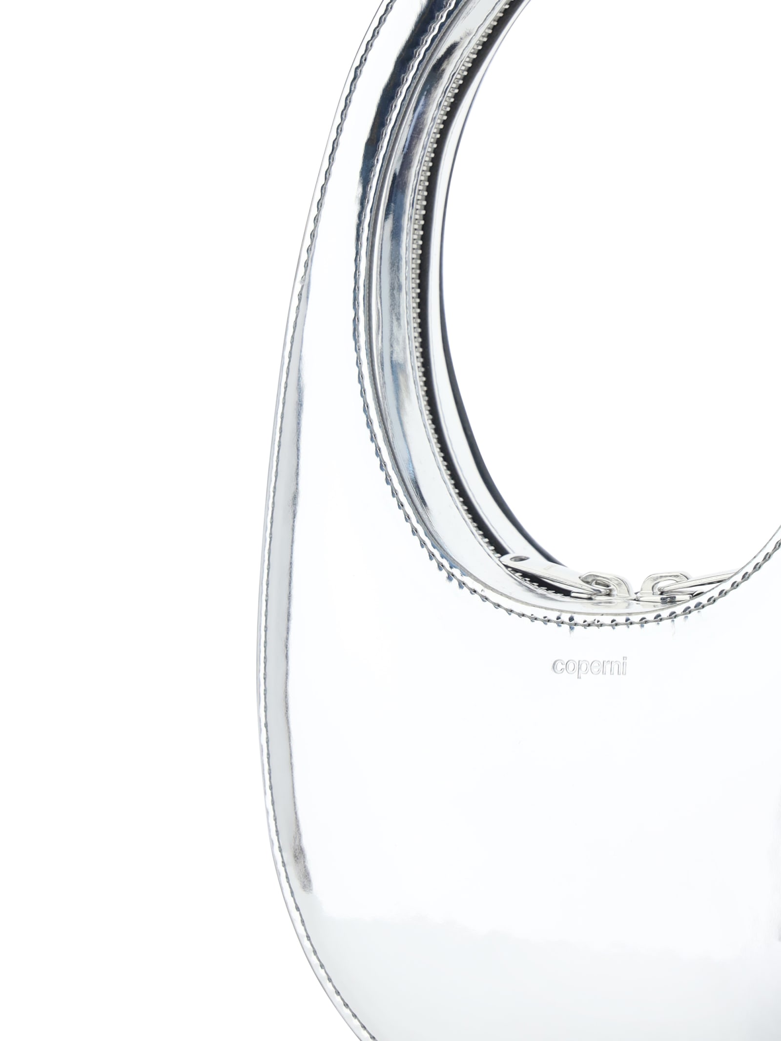 Shop Coperni Patent Mini Shoulder Bag In Silver