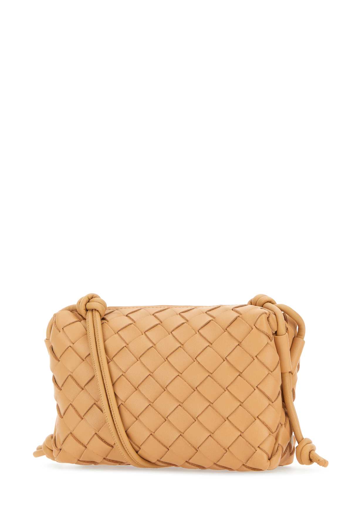 Shop Bottega Veneta Skin Pink Leather Mini Loop Crossbody Bag In Almondgold