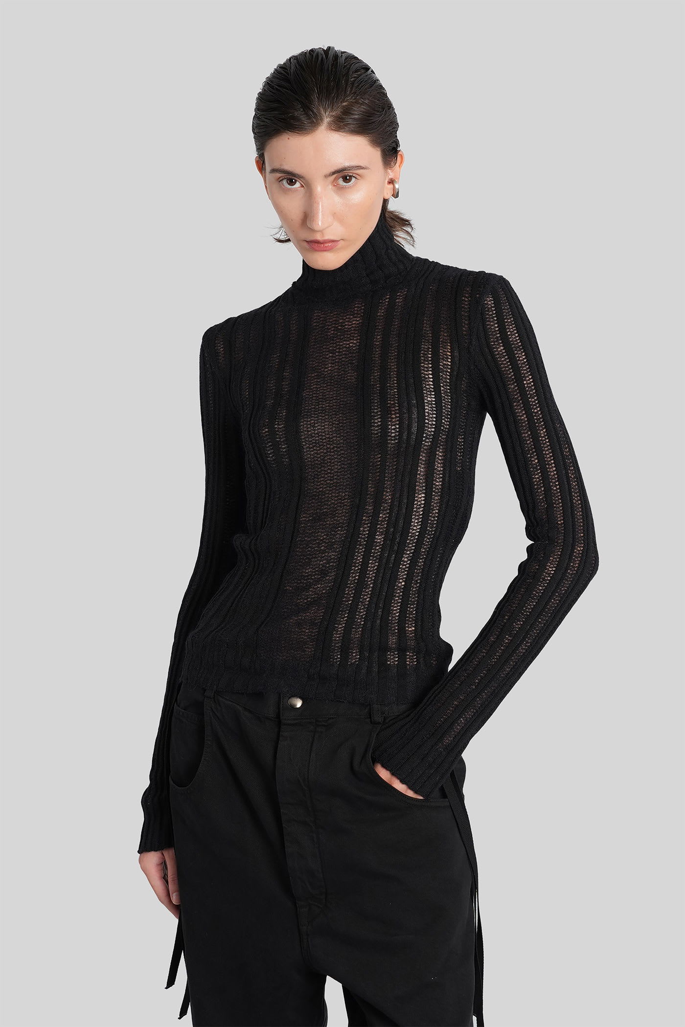 Ann Demeulemeester Aamu Knitwear In Black Cotton In Black