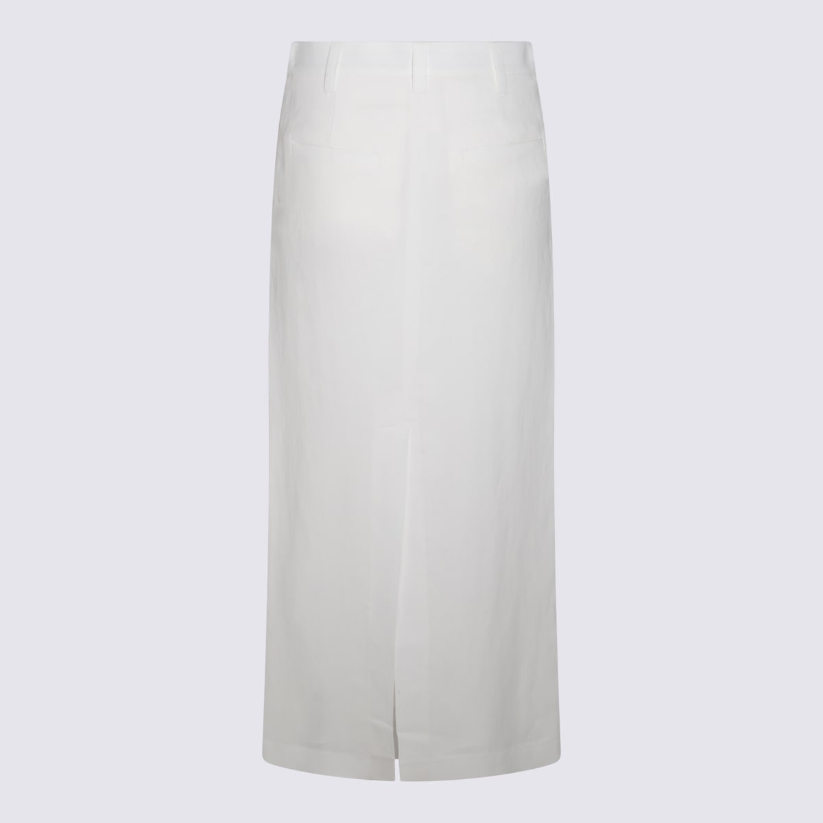 Shop Brunello Cucinelli White Viscose Midi Skirt