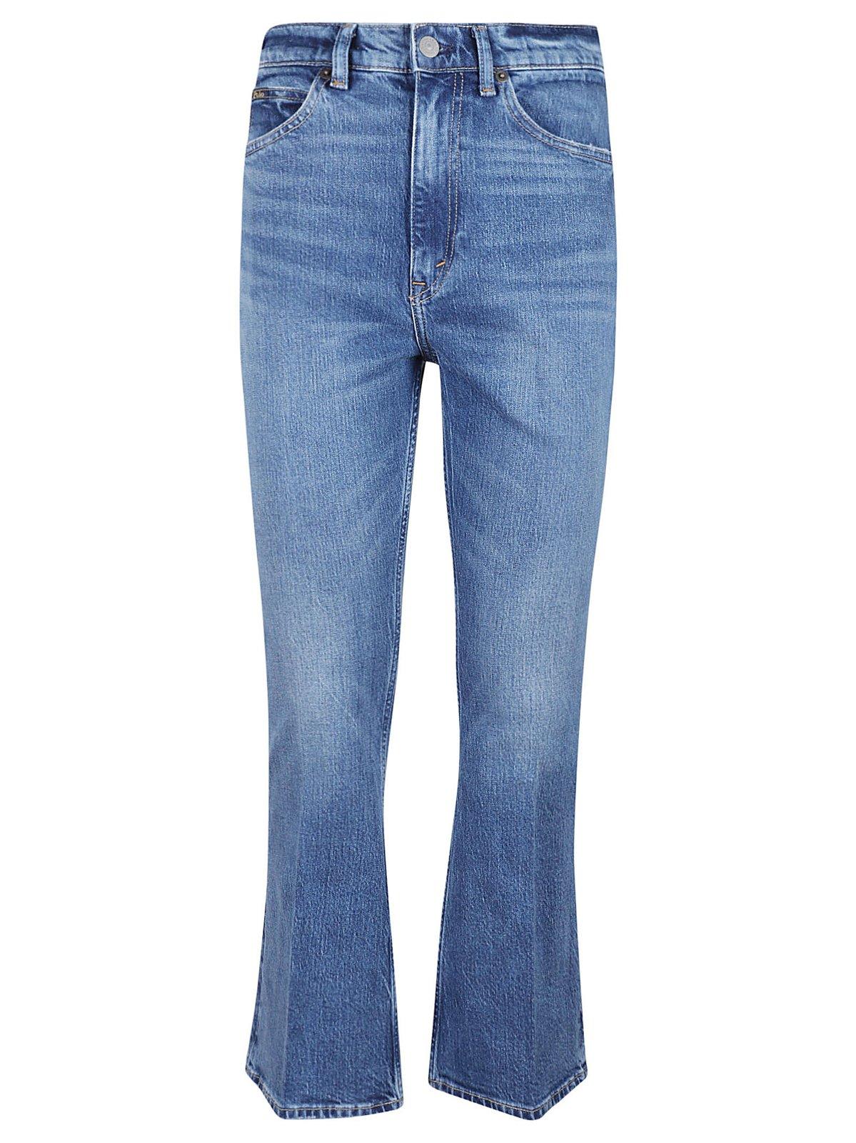 Shop Polo Ralph Lauren Polo Logo-patch Cropped Jeans In Blu