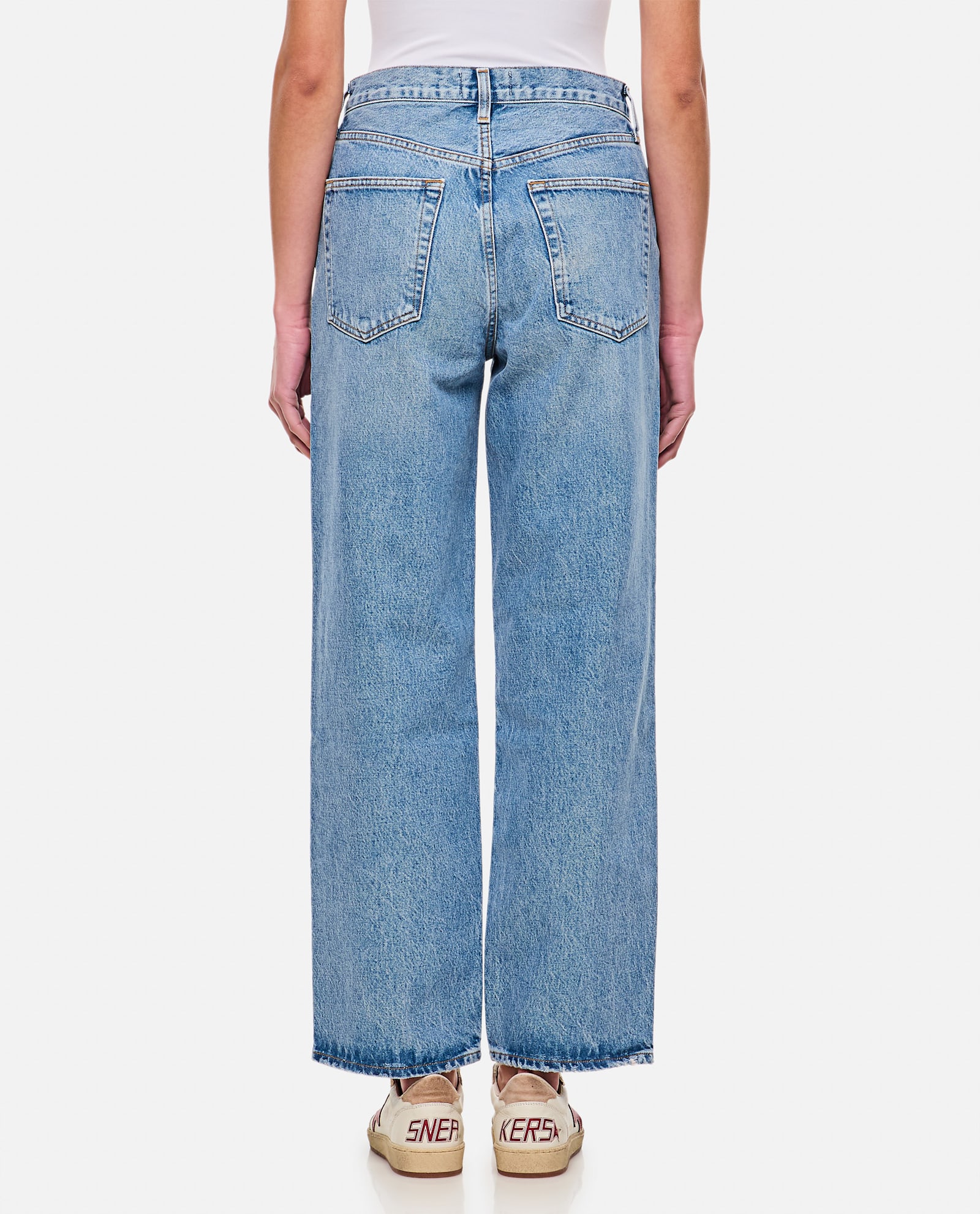 Agolde Valen Straight Leg Jeans With Faded Wash In Blue