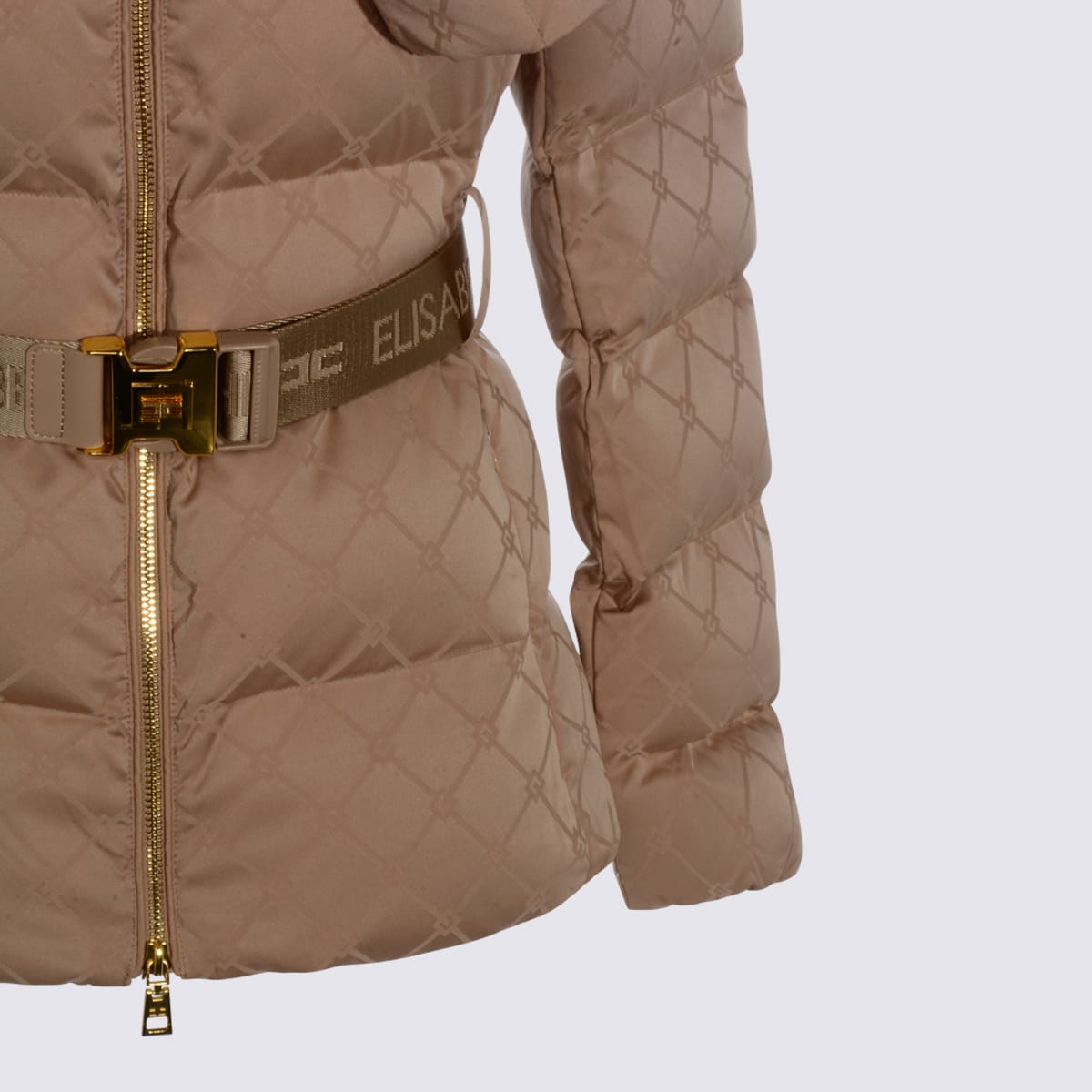 Elisabetta Franchi Brown Down Jacket In Brown