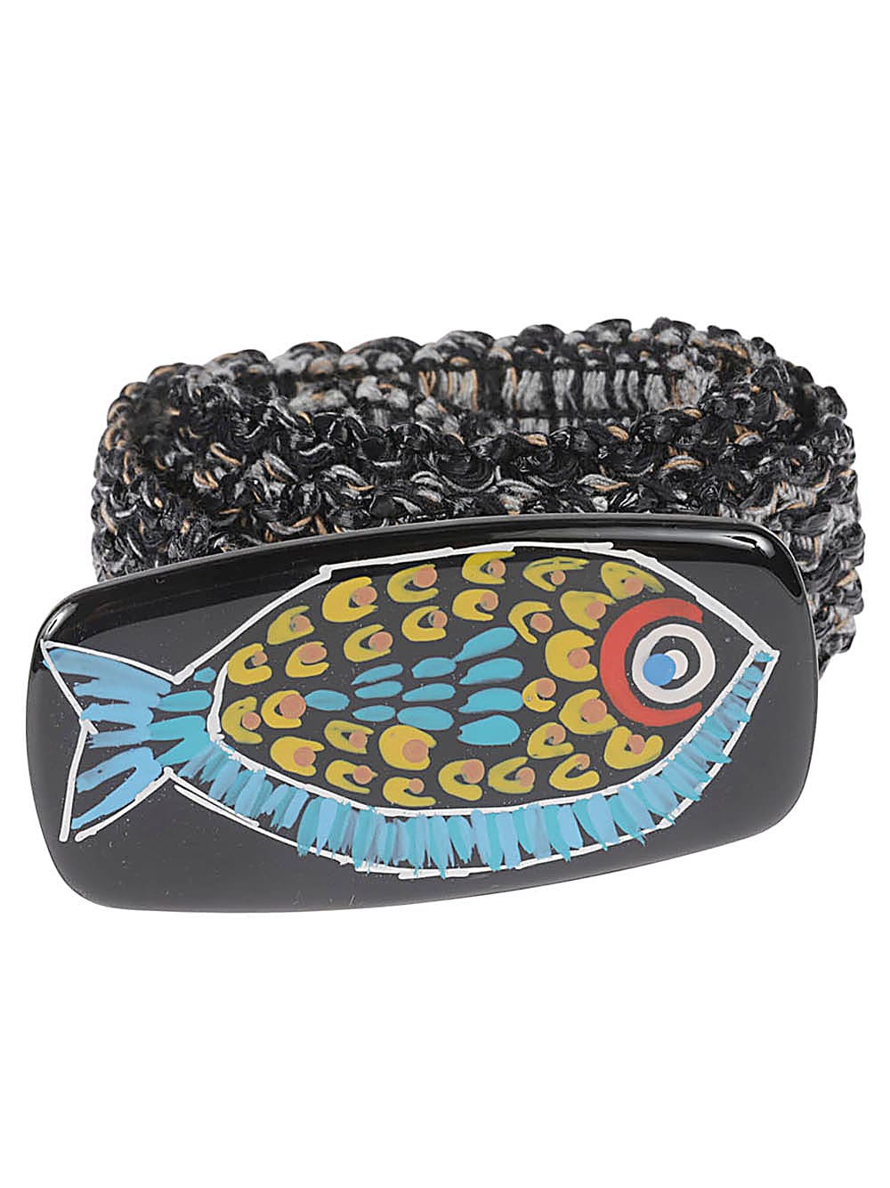 Exquisite J Raffia Belt With Painted Buckle In Gray