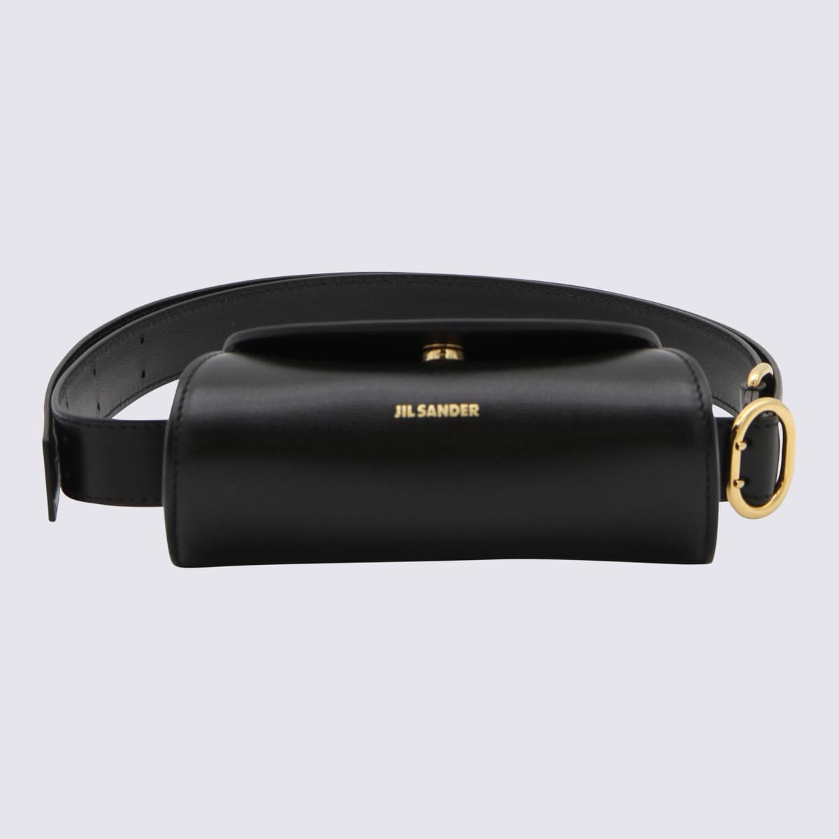 Shop Jil Sander Black Leather Cannolo Small Tote Bag