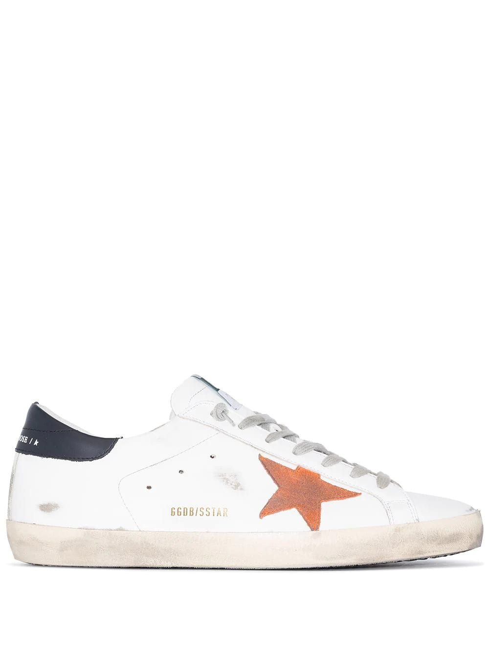 Golden Goose Man White Super-star Sneakers With Orange Star And Black Spoiler