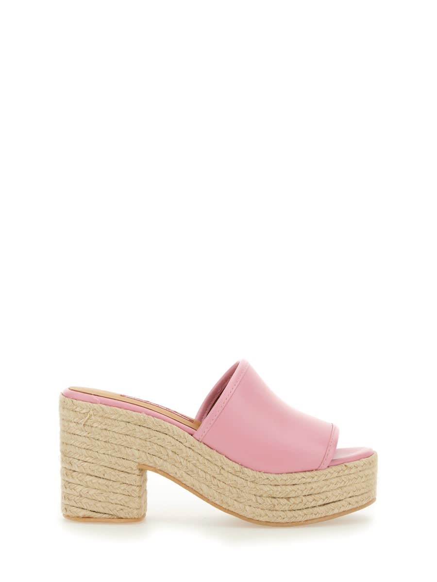 Shop M05ch1n0 Jeans Leather Sandal In Pink
