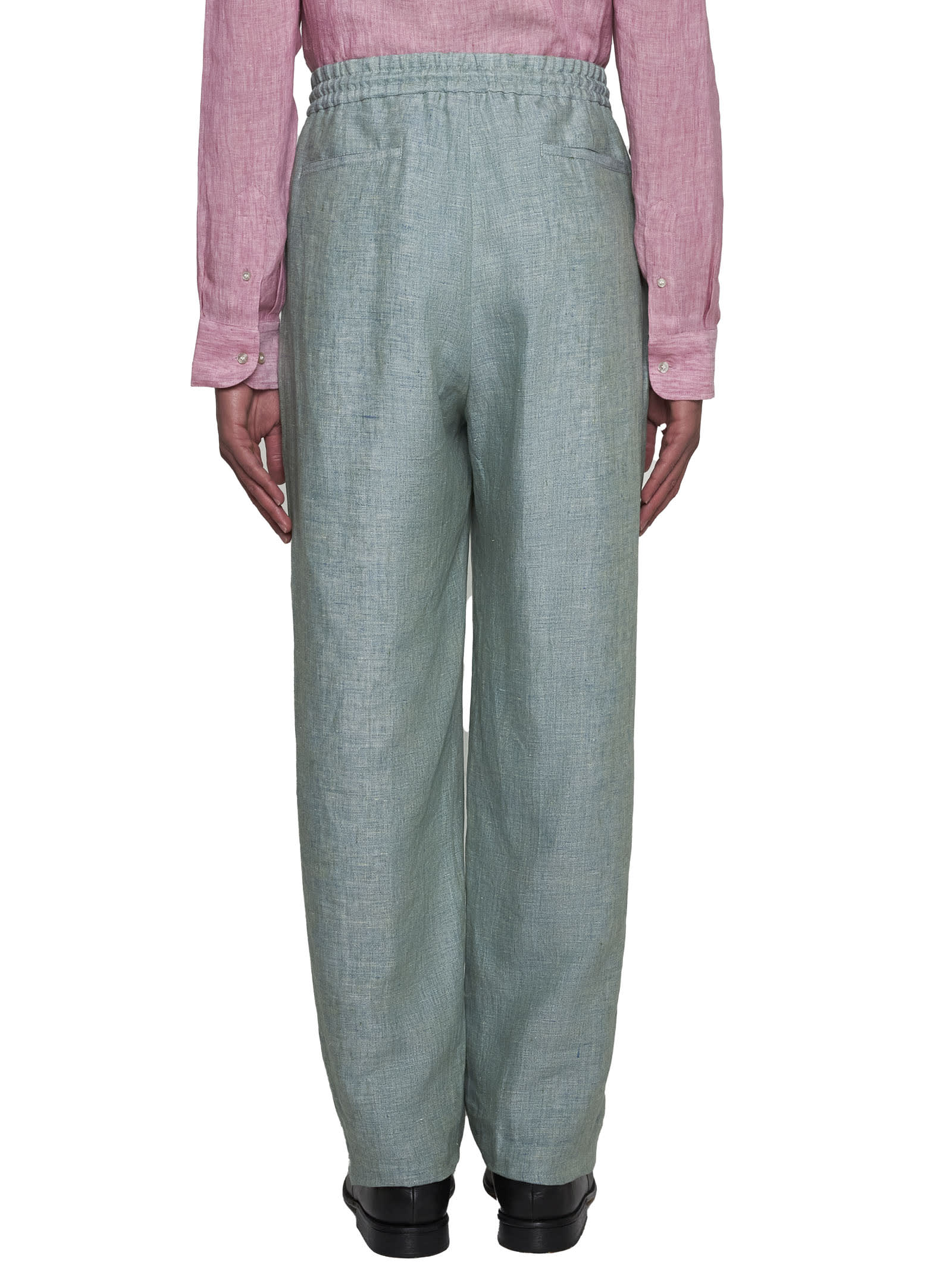 Shop Etro Pants In Verde Medio 4