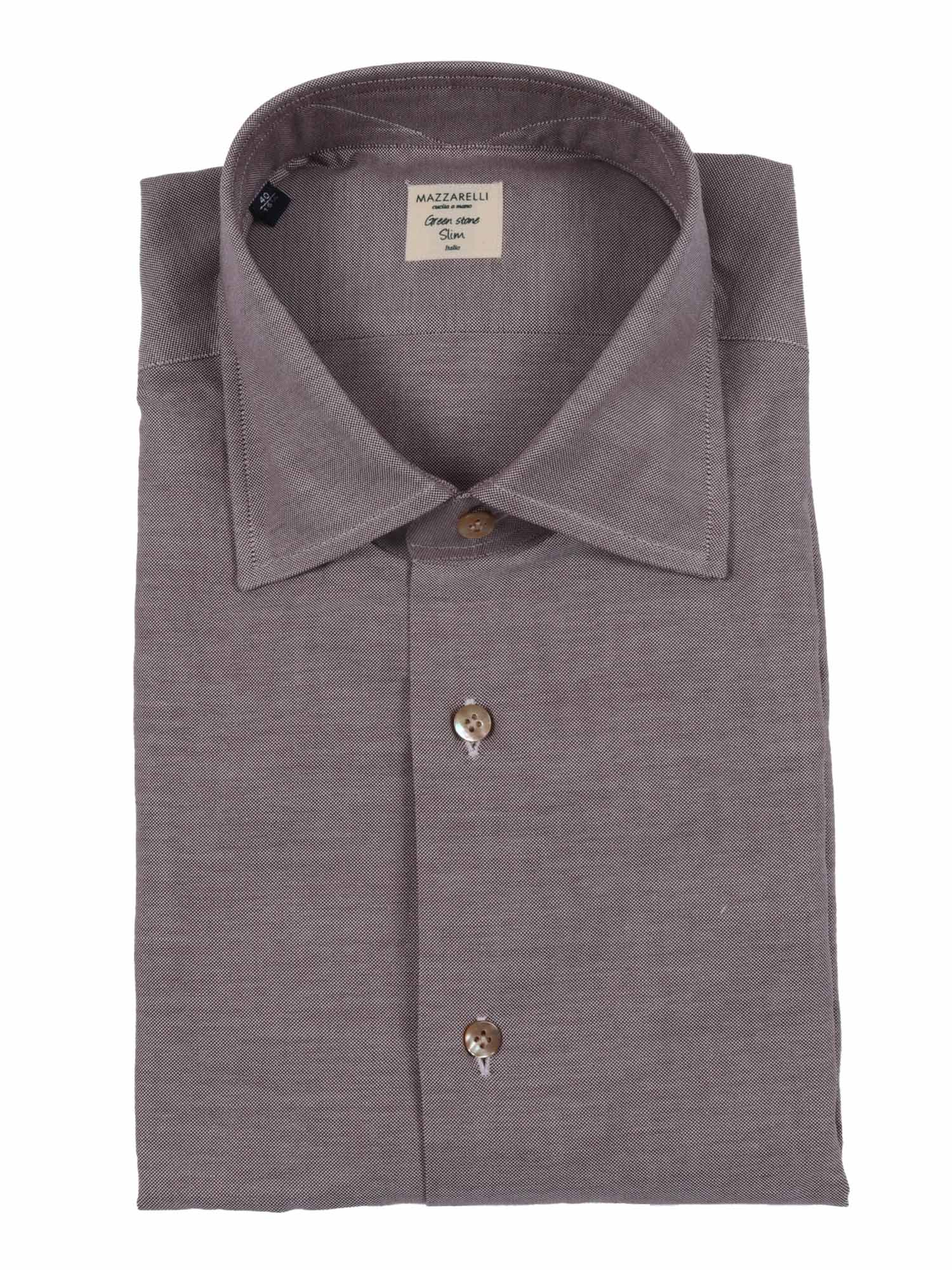 Mazzarelli Oxford Cotton Slim Fit Shirt In Brown