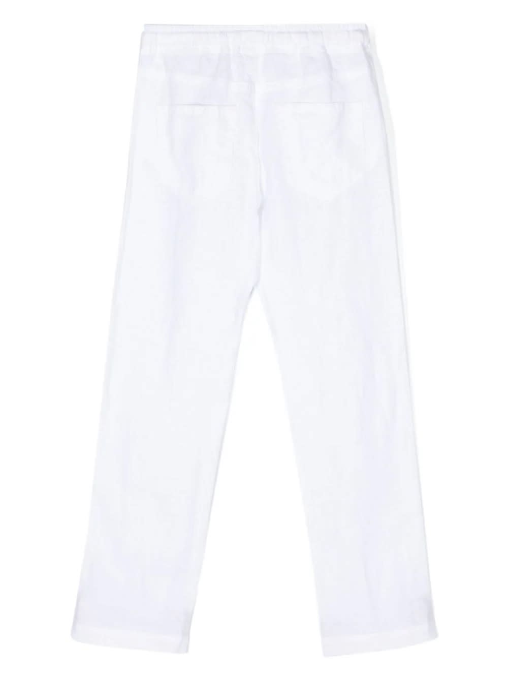 Shop Il Gufo White Linen Trousers With Drawstring