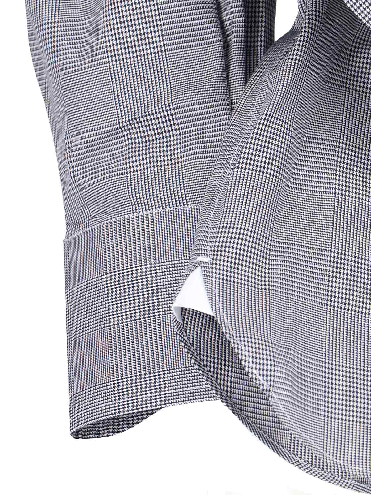 Tom Ford Long Sleeve Checkered Shirt With Buttoned Cuffs In Gray