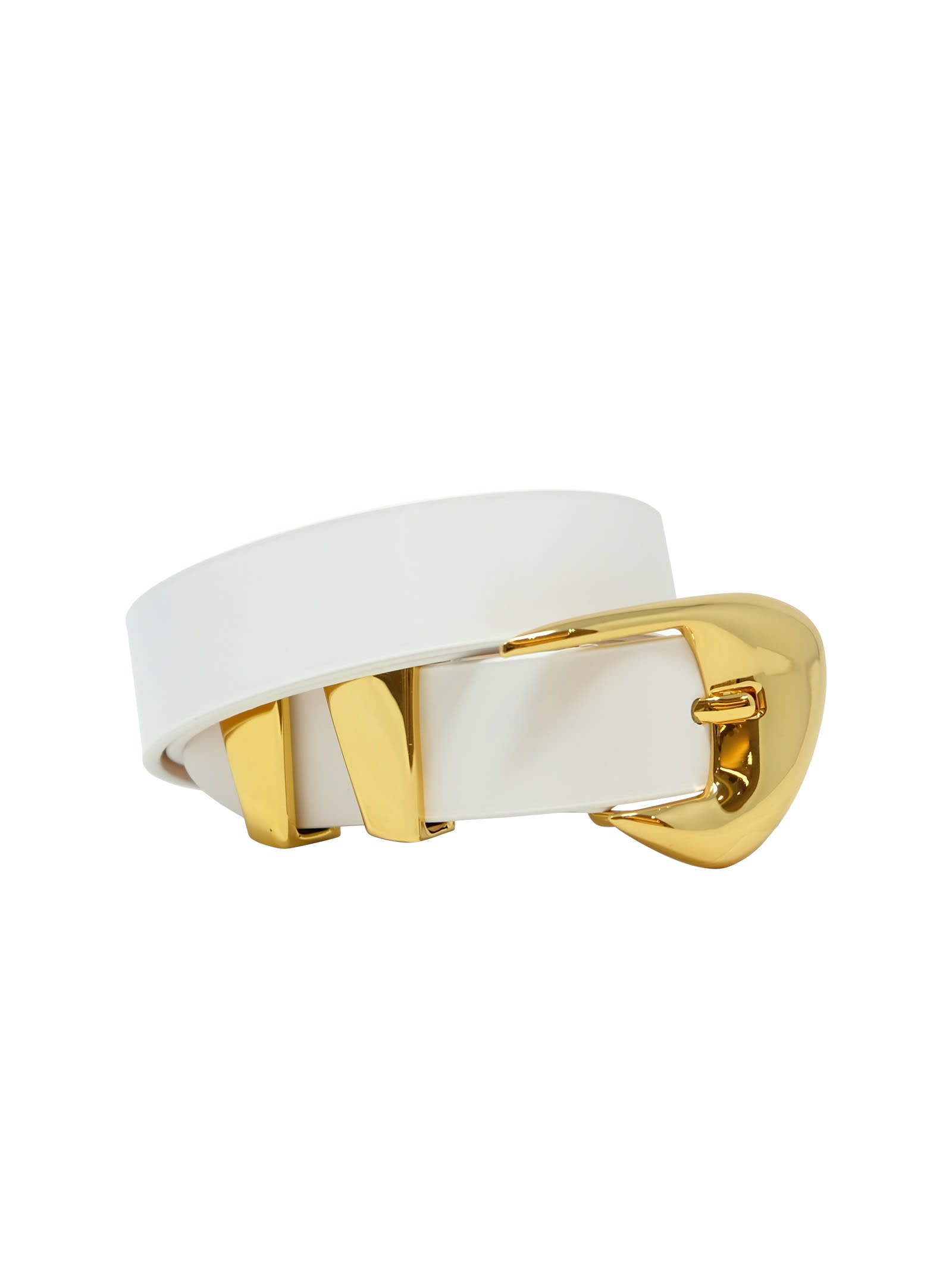 BY FAR BY FAR WHITE PATENT LEATHER MOORE BELT