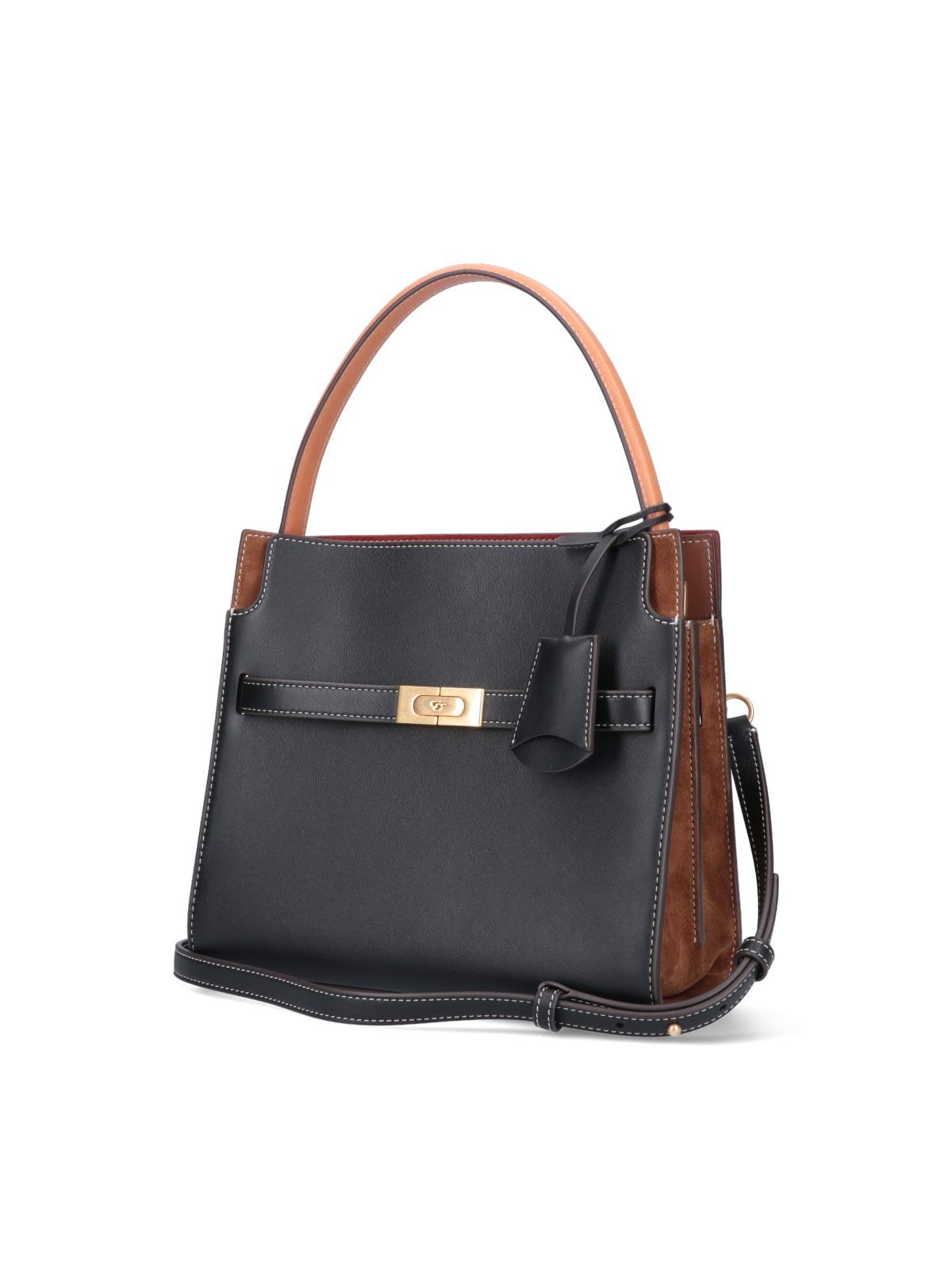 Shop Tory Burch Small Double Lee Radziwill Bag In Black