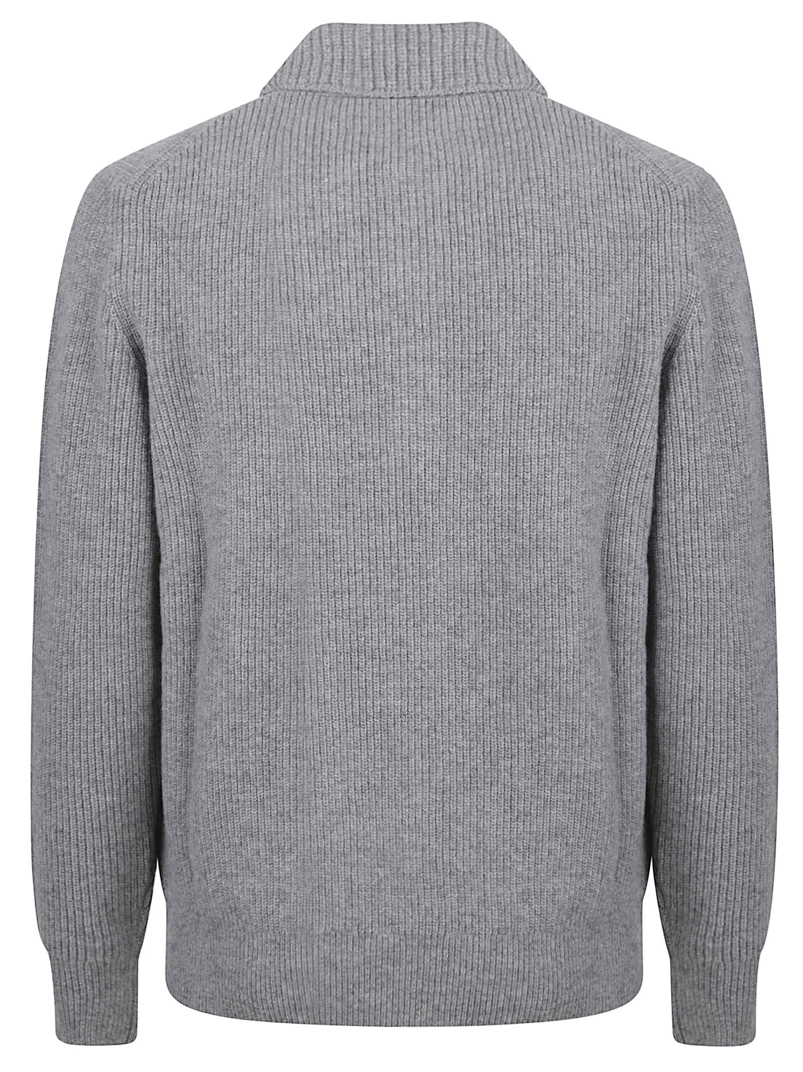 Ballantyne V Neck Polo Sweater In Gray