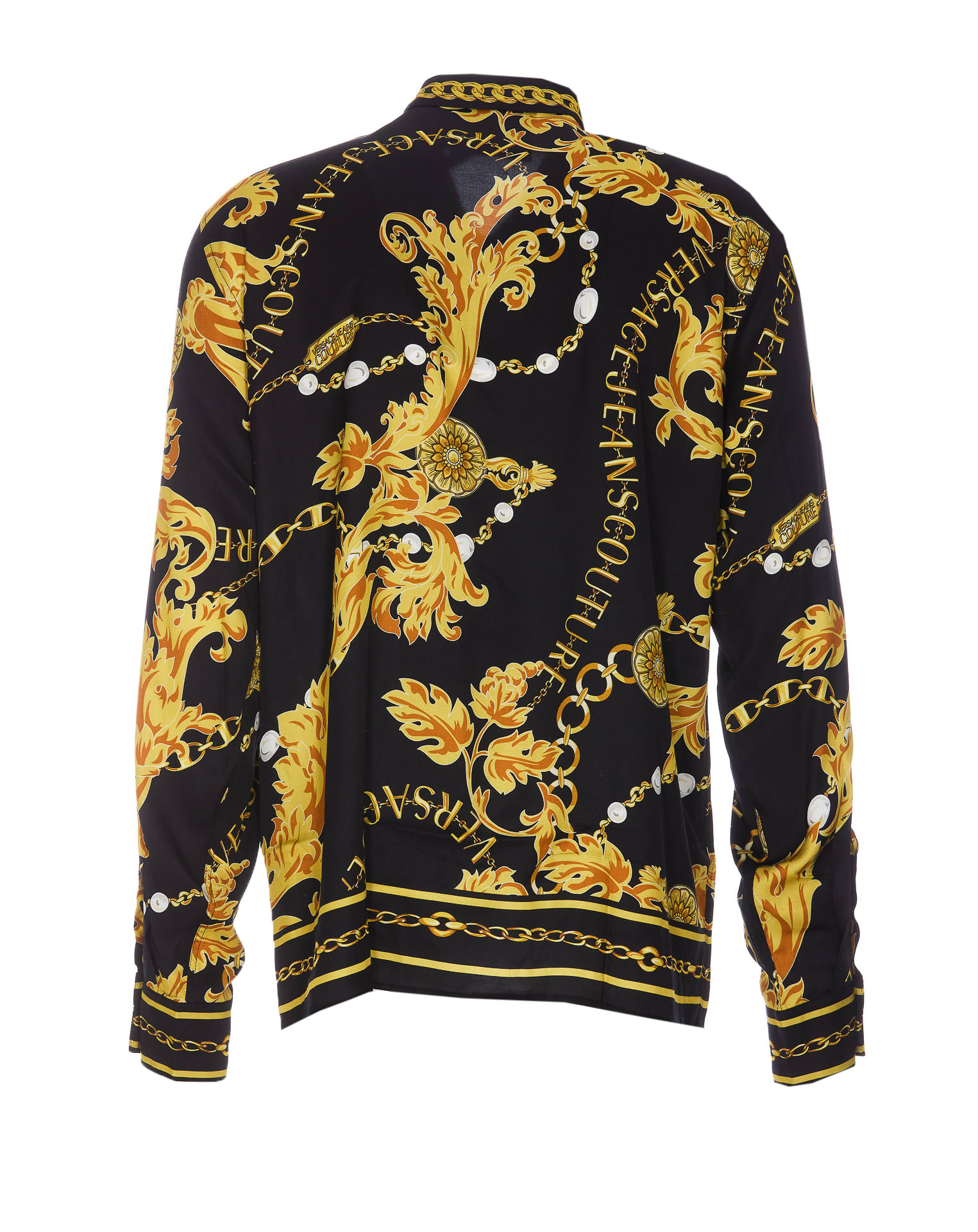 Shop Versace Jeans Couture Chain Couture Print Shirt In Black Gold