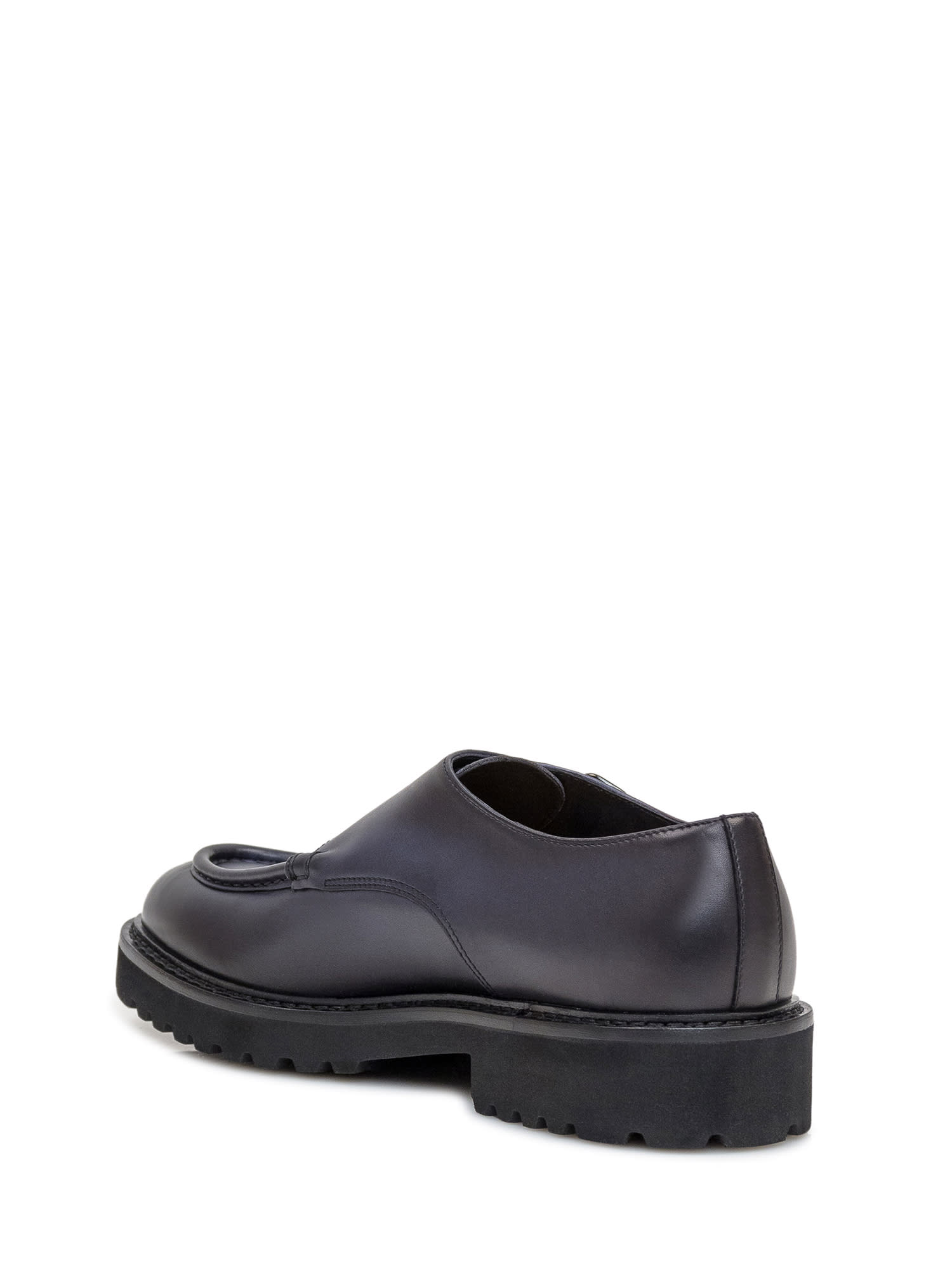 Shop Doucal's Shoe With Double Buckle Edged In Indigo