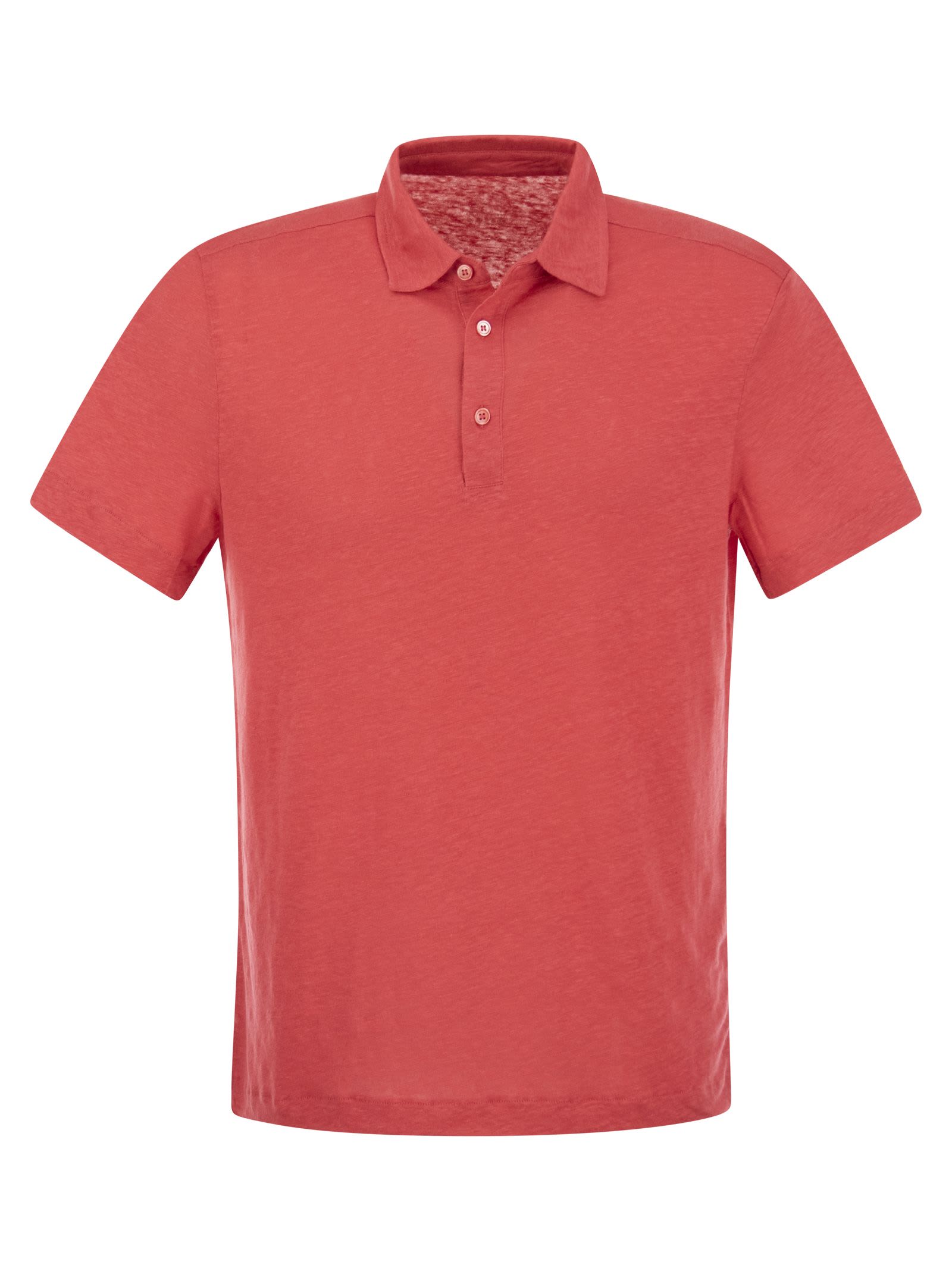 MAJESTIC LINEN POLO SHIRT WITH BUTTONS