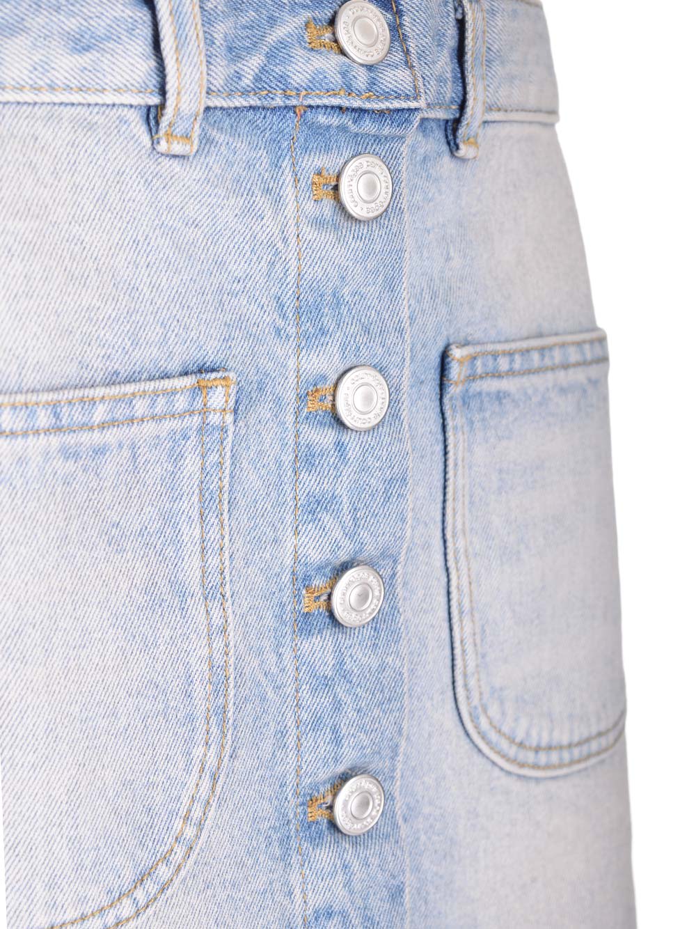 Shop Courrèges Denim Mini Skirt In Light Blue