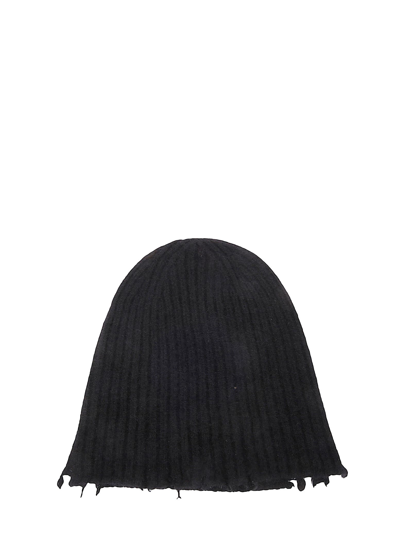 Uma Wang Cashmere Hat With Frayed Edges In Black
