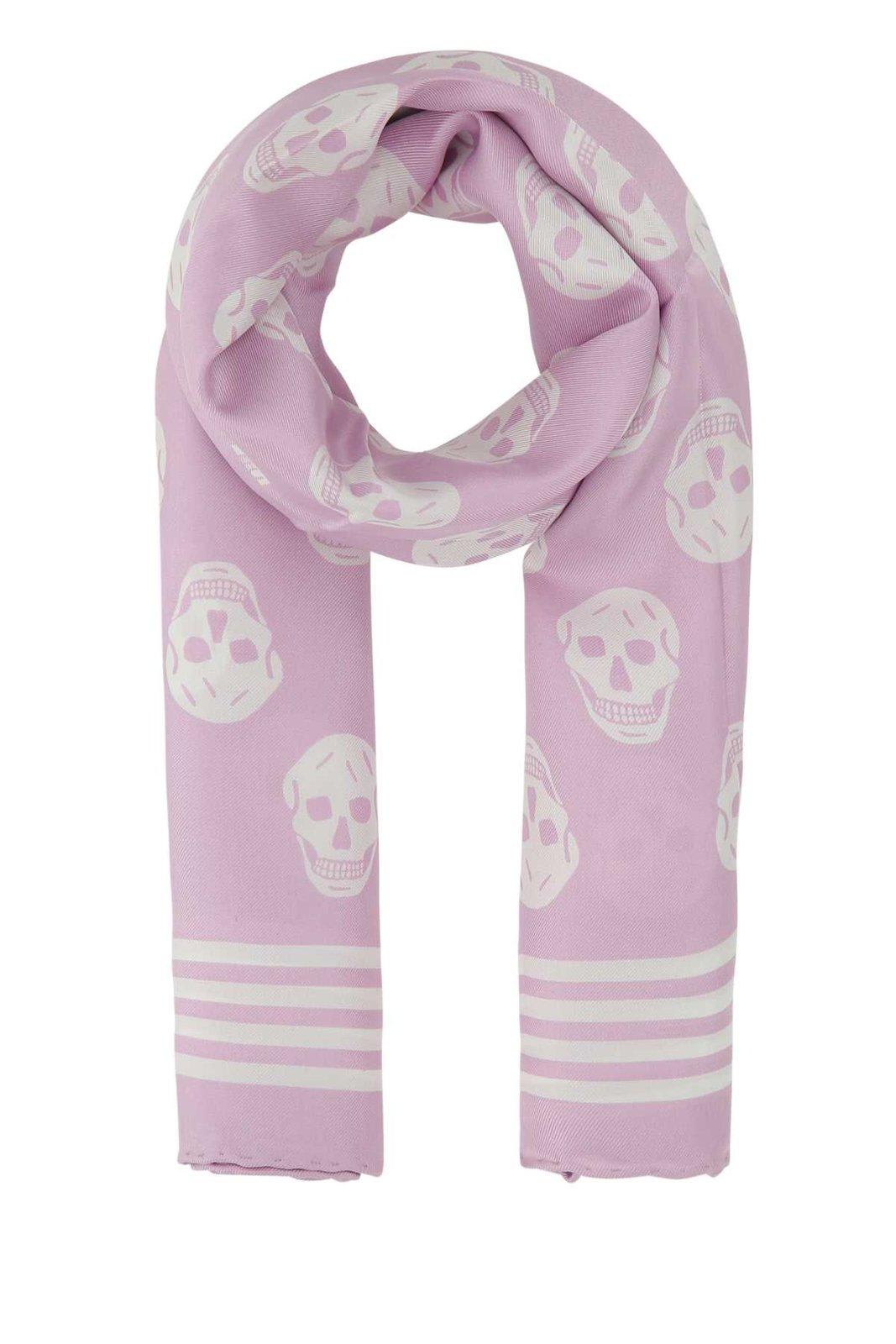 Shop Alexander Mcqueen Allover Skull Printed Scarf In Pink