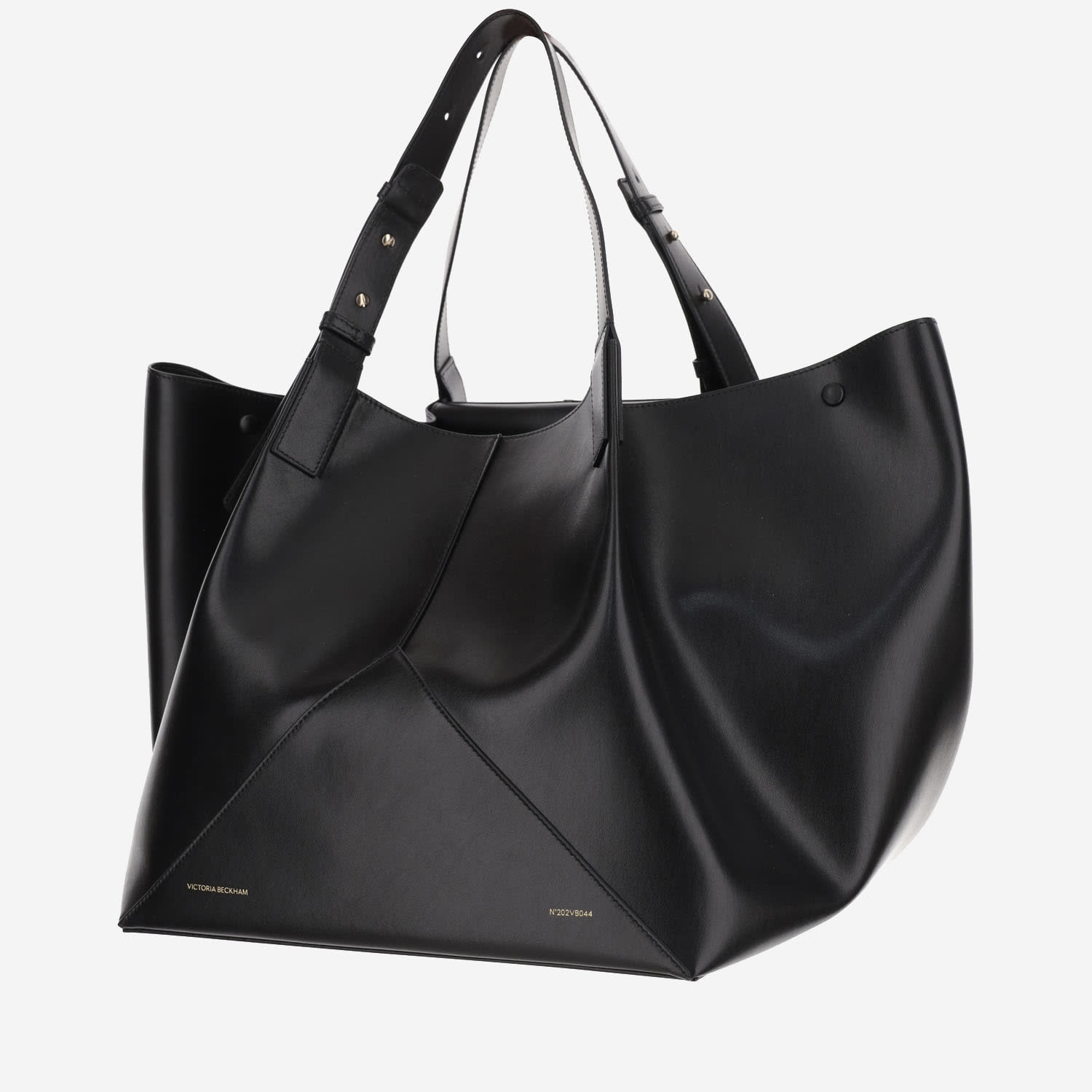 Shop Victoria Beckham Leather Handbag With Logo In Black