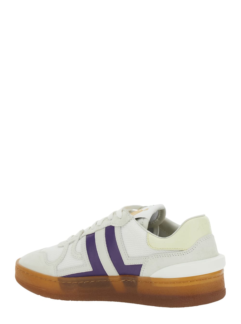 Lanvin 'clay' White Sneaker With Mesh Inserts And Side Striped Detail In Leather Unisex In White