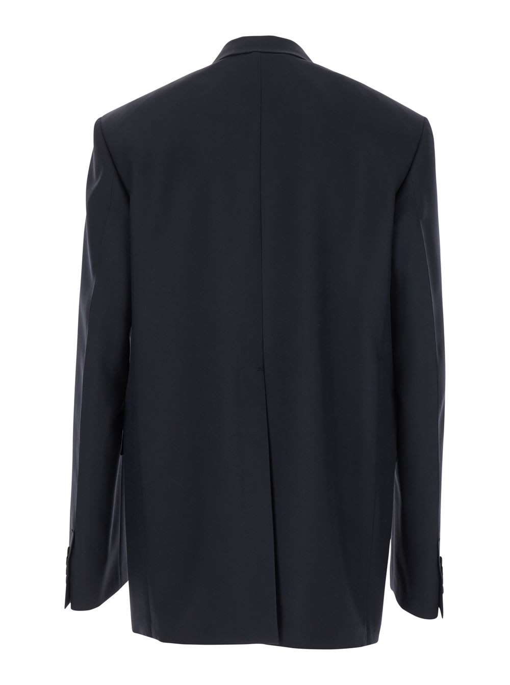 Gucci Men Dark Grey Jacket With Chest Pocket And Embossed Logo In Wool Gabardine Man In Black