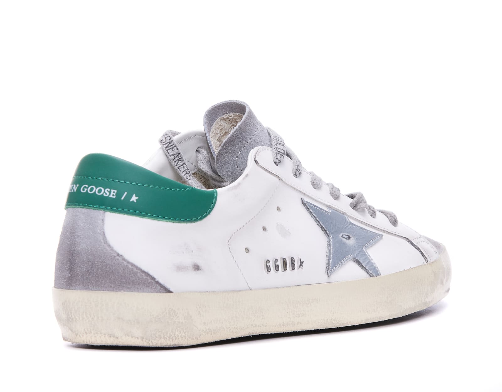 Shop Golden Goose Super-star Leather Upper Tejus Printed Leather Star Suede Heel And Spur In White