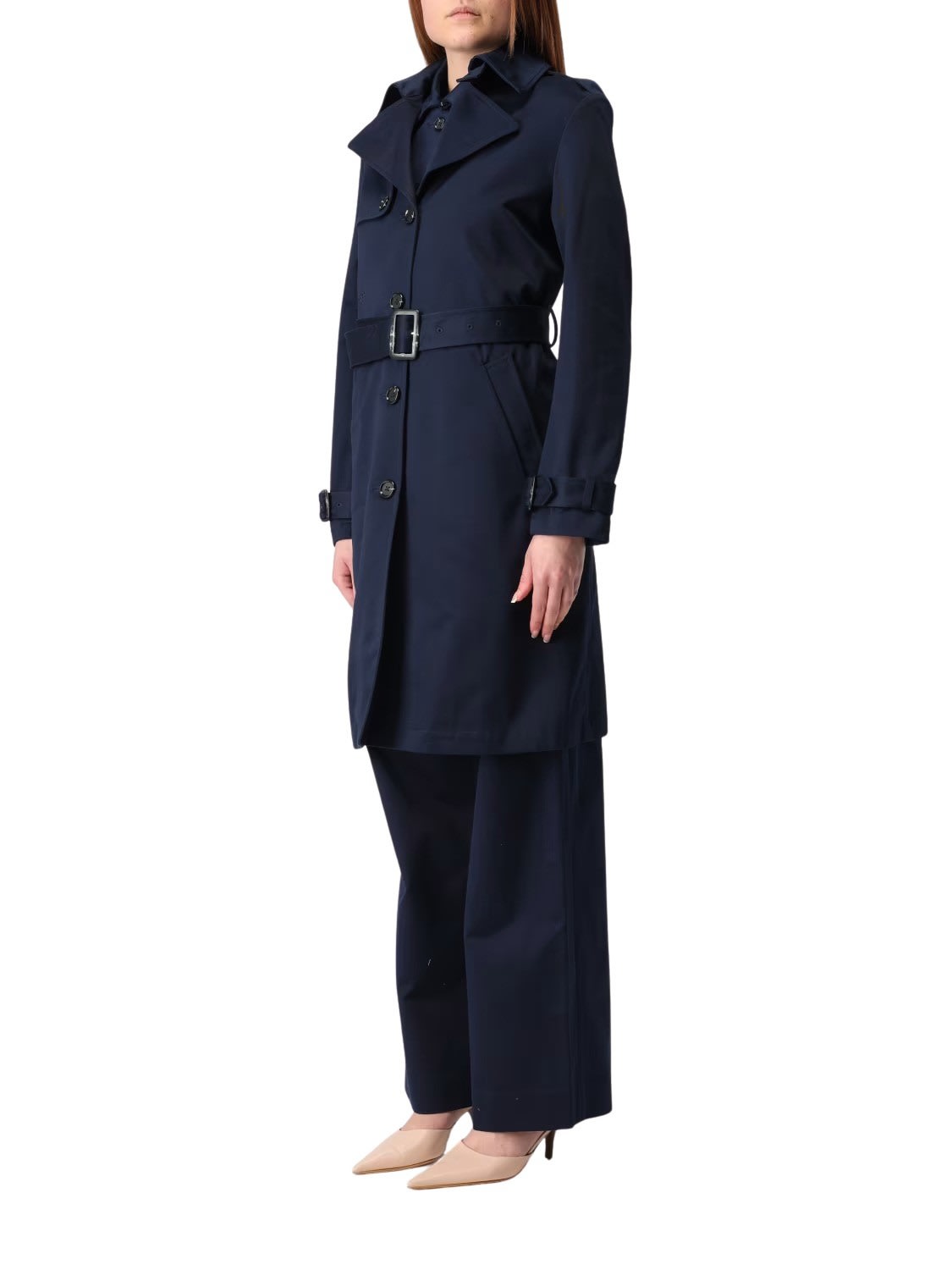 Add Single Breasted Trench In Blue