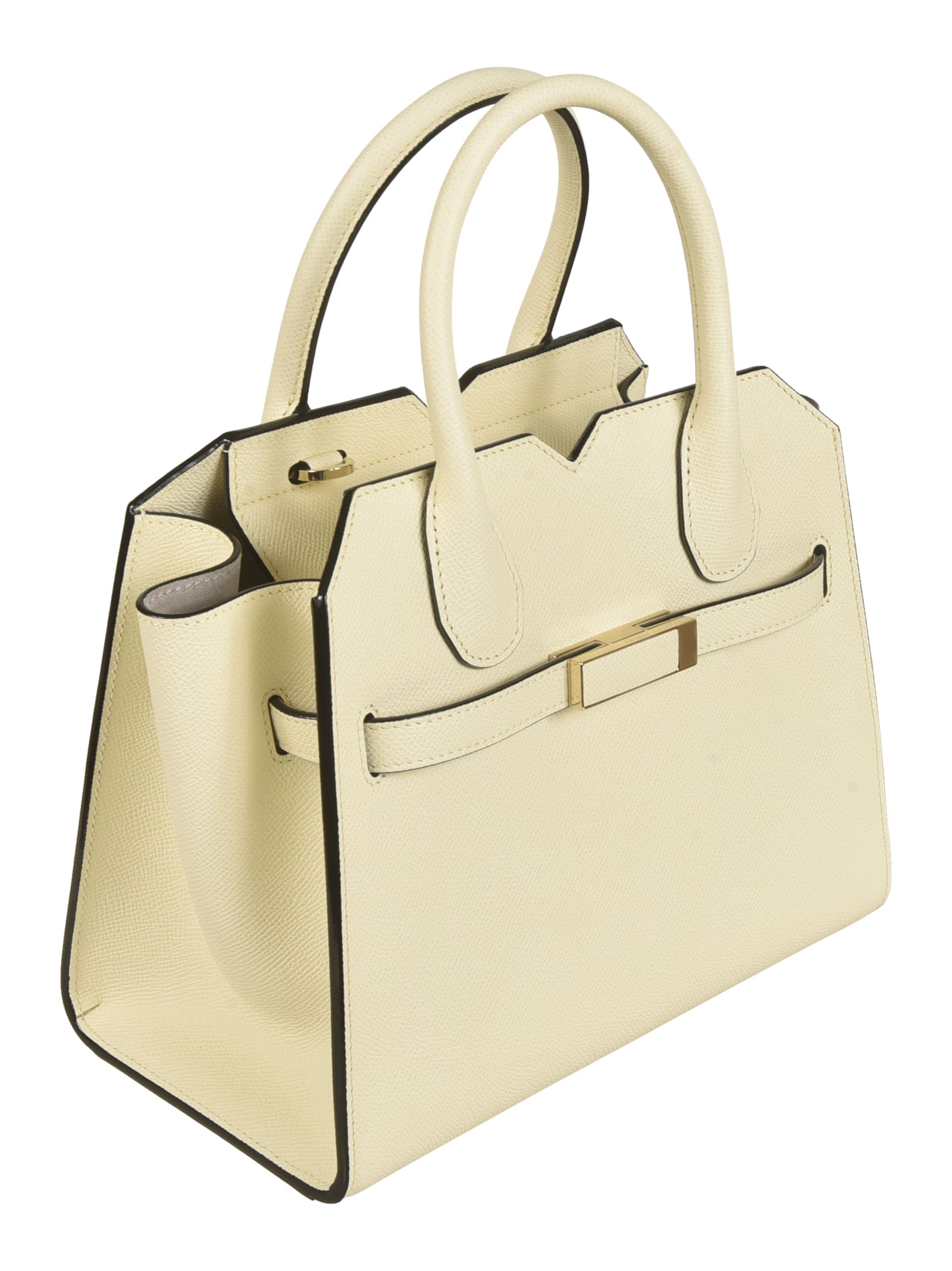 Shop Valextra Mini Parchment-coloured Milan Bag In White