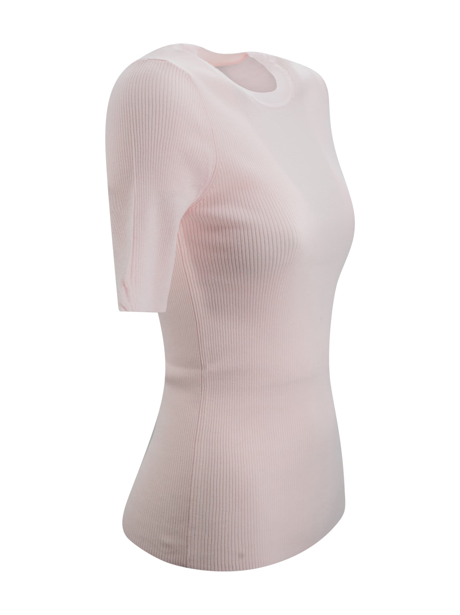 Shop P.a.r.o.s.h Ribbed-knit Top In Pink