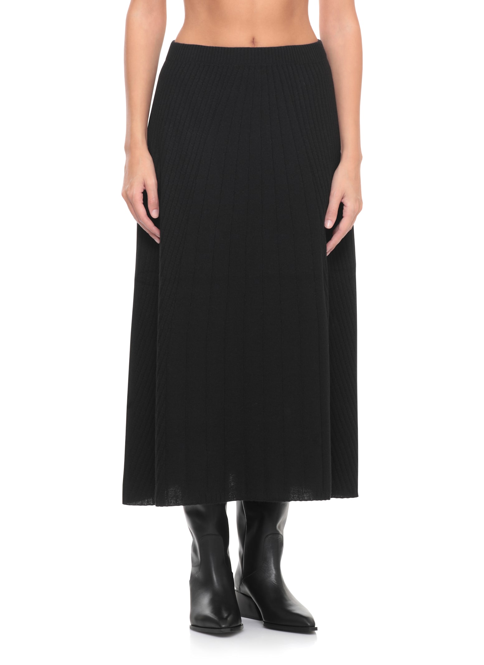 D Exterior Cashmere And Wool Skirt In Black