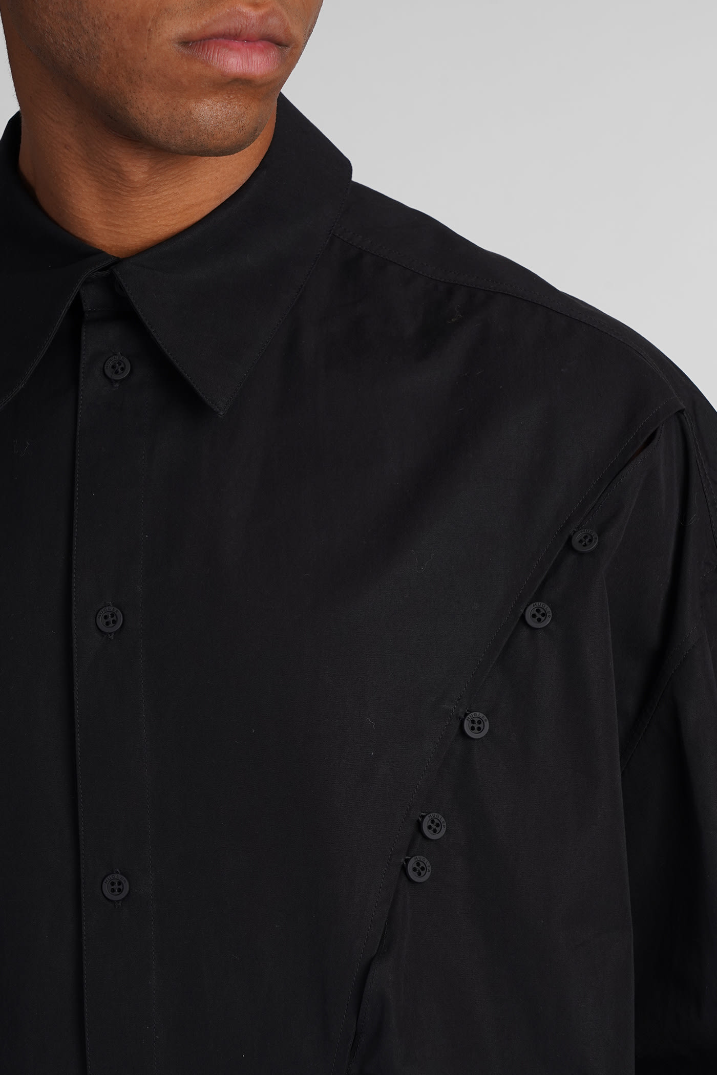 Shop Mugler Shirt In Black Cotton