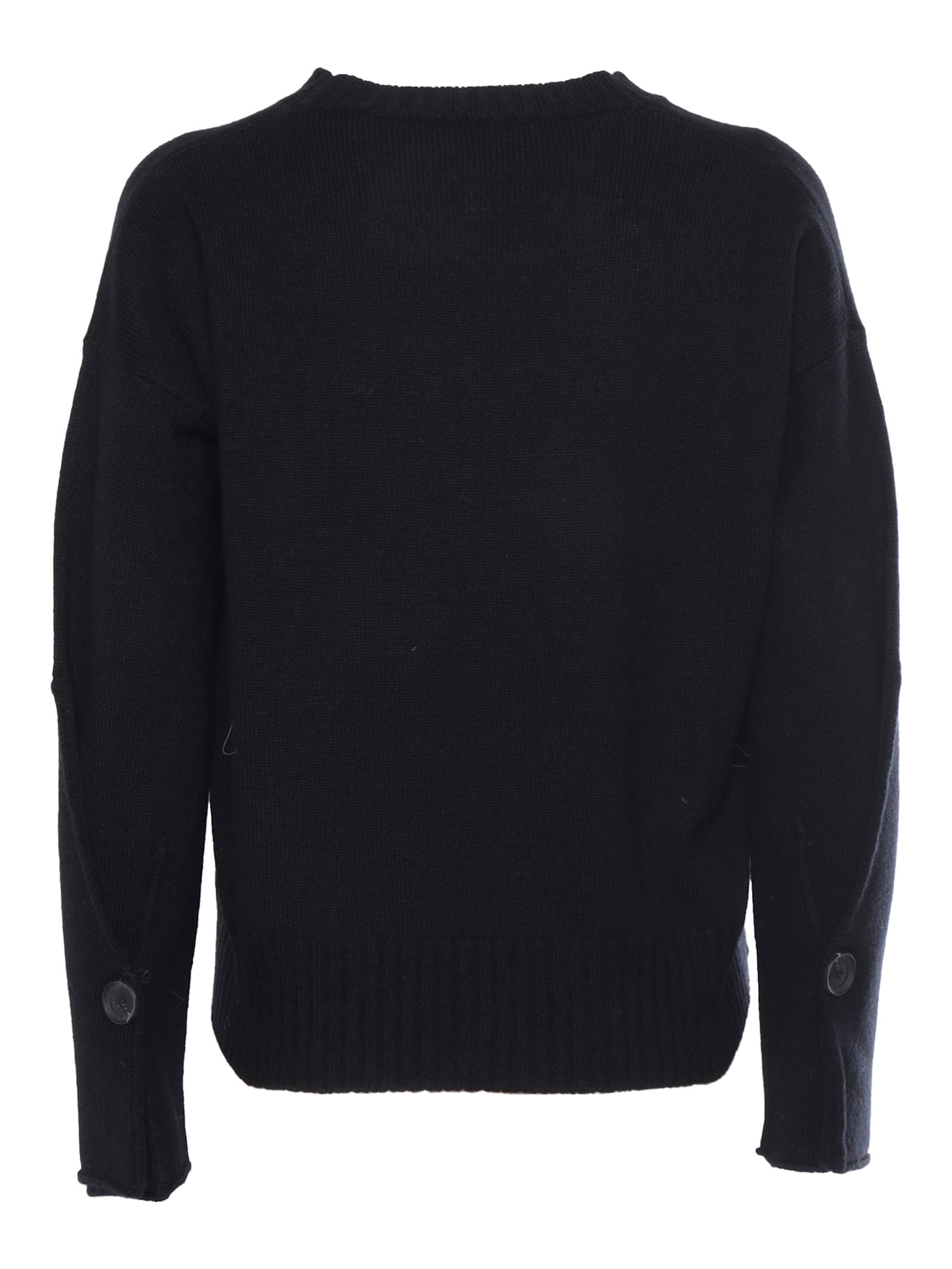 Shop Kangra Boxing Crewneck Sweater With Buttoned Sleeves In Black