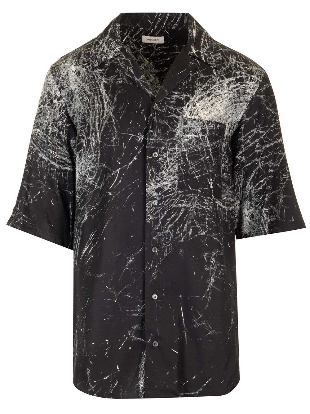 Shop Alexander Mcqueen Hawaiian Shirt Smashed Screen In Black