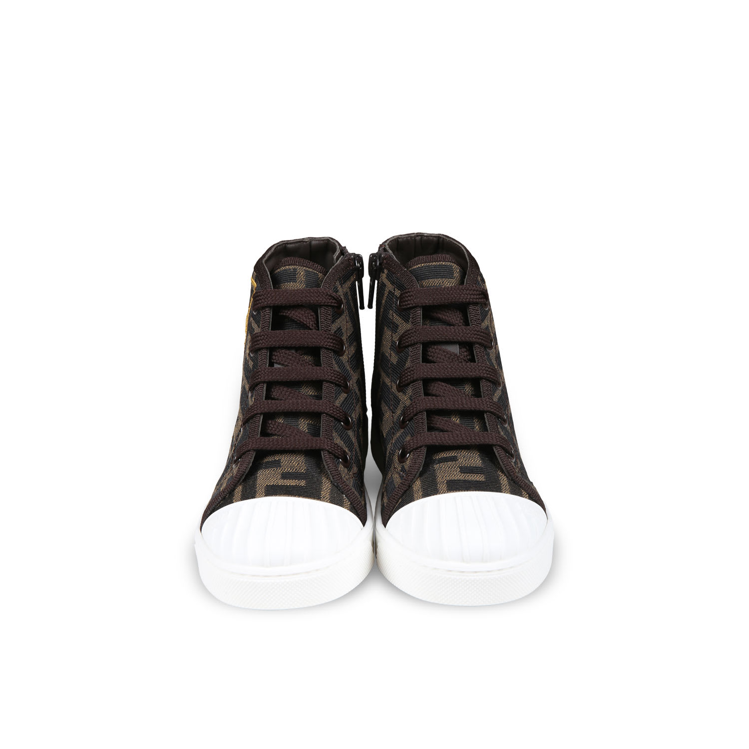 FENDI BROWN SNEAKERS FOR KIDS WITH ICONIC FF LOGO 