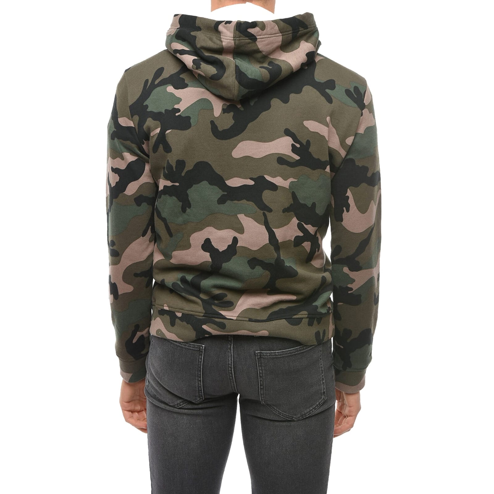 Shop Valentino Camouflage Pattern Hoodie Sweatshirt In Green