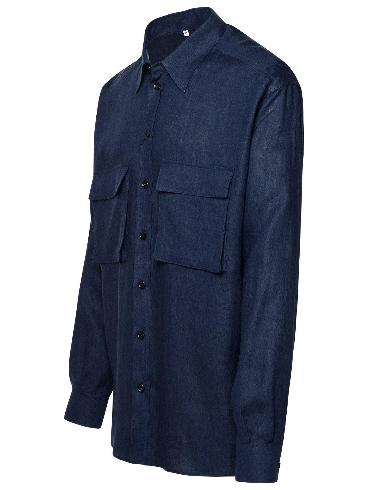 Shop Dolce & Gabbana Button-up Oversized Shirt In Blue