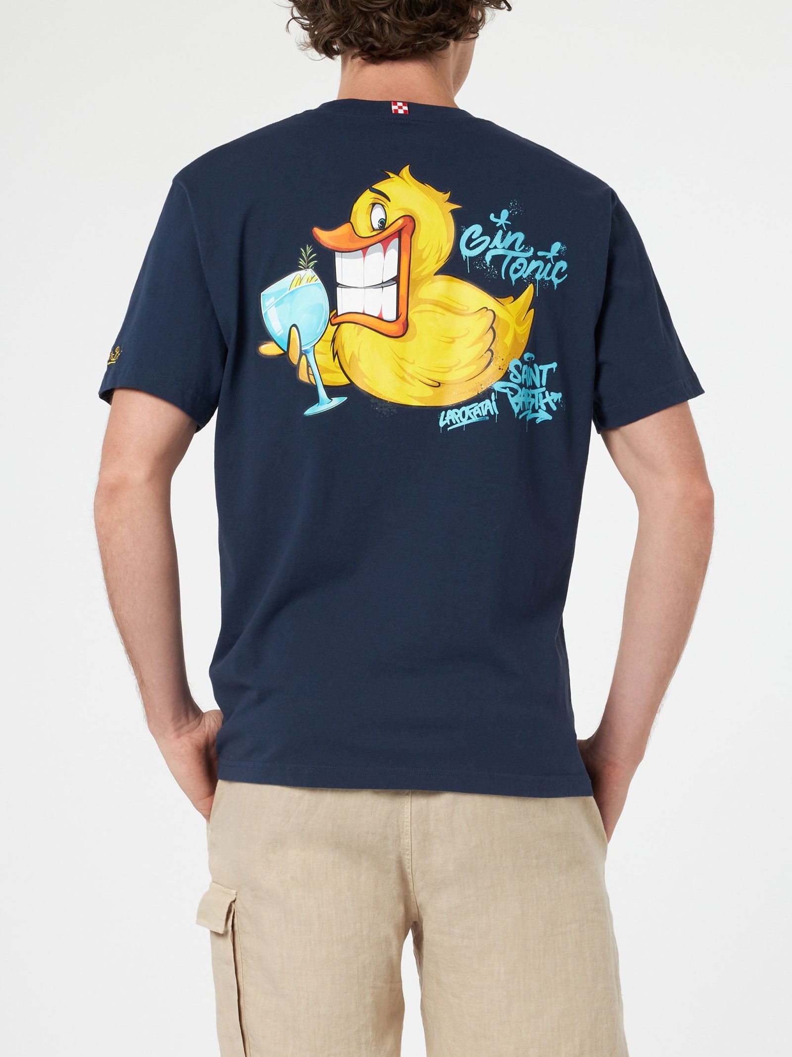 MC2 SAINT BARTH MAN COTTON T-SHIRT WITH CRYPTOPUPPETS DUCKY GIN FRONT AND BACK PLACED PRINT CRYPTOPUPPETS SPECIAL ED