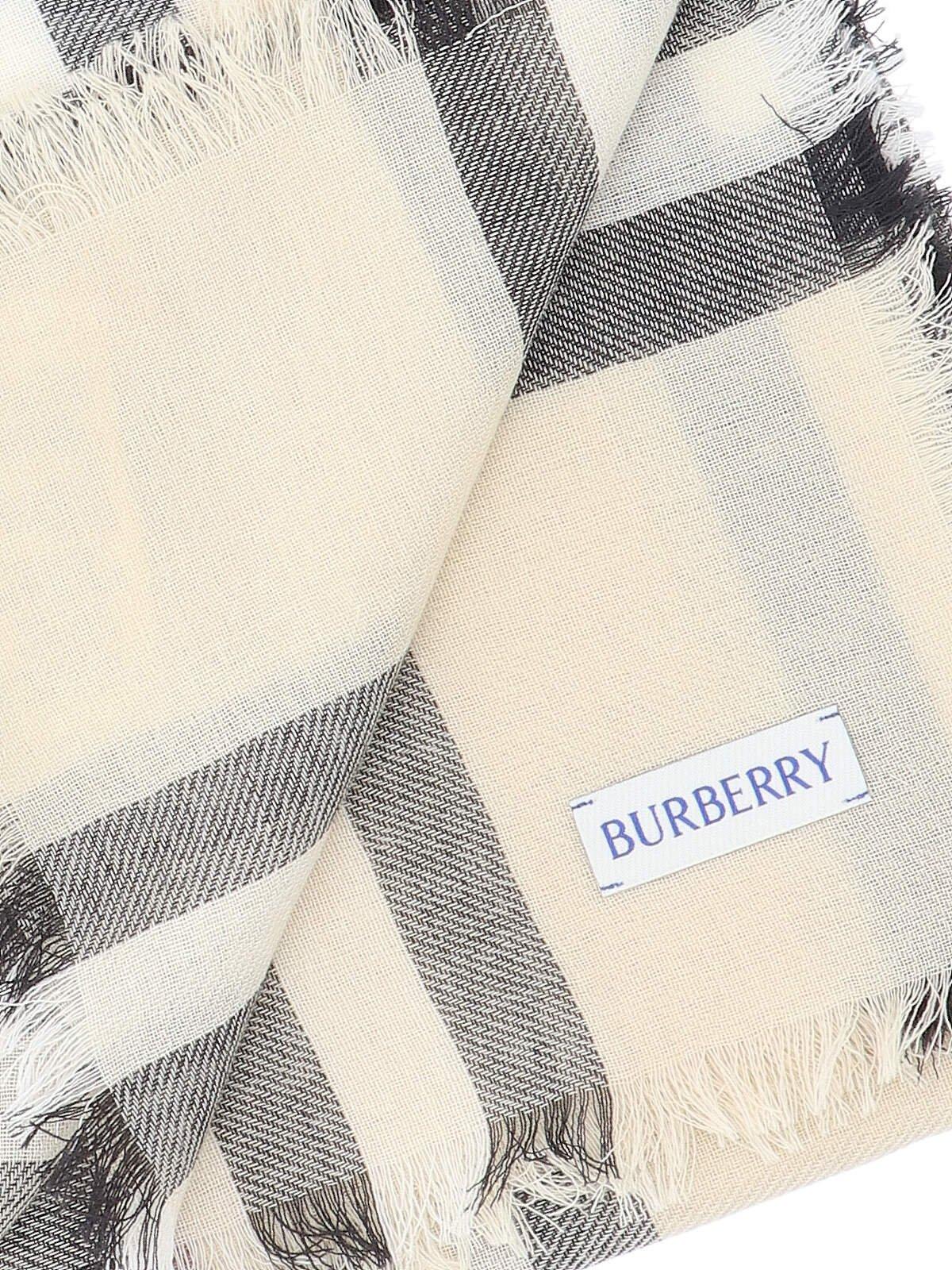 BURBERRY CHECK PRINTED FRAYED-EDGE SCARF