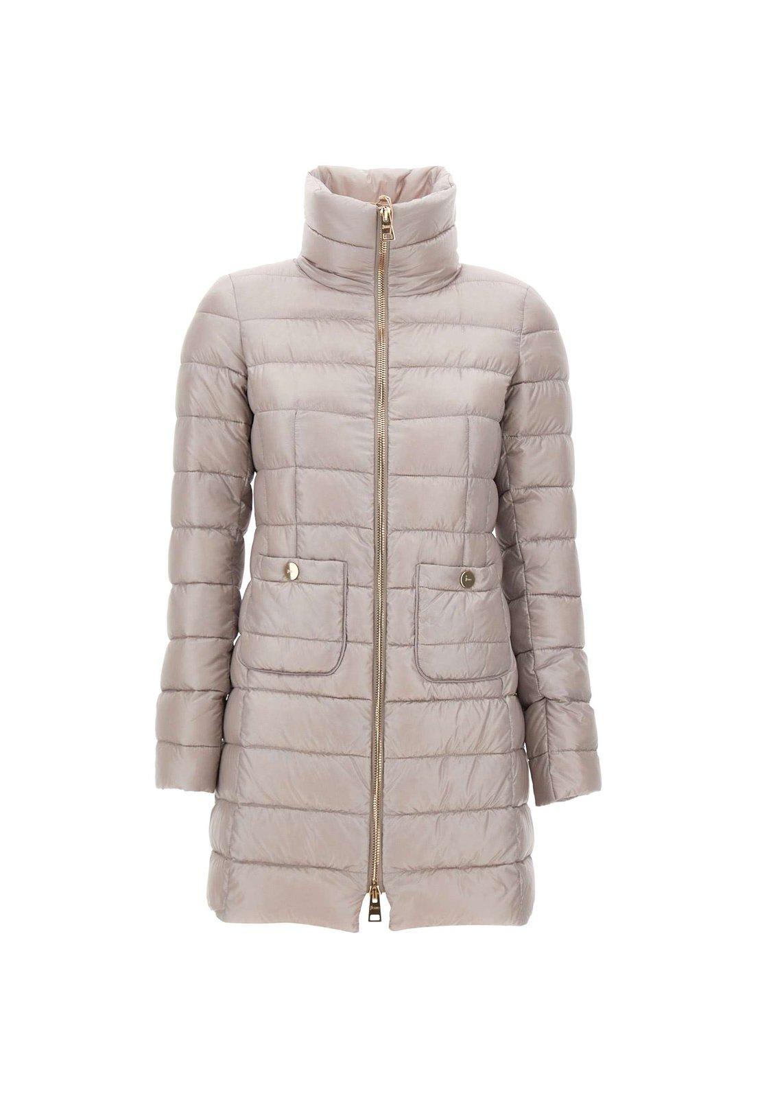 Herno Long-sleeved Down Jacket In Neutrals