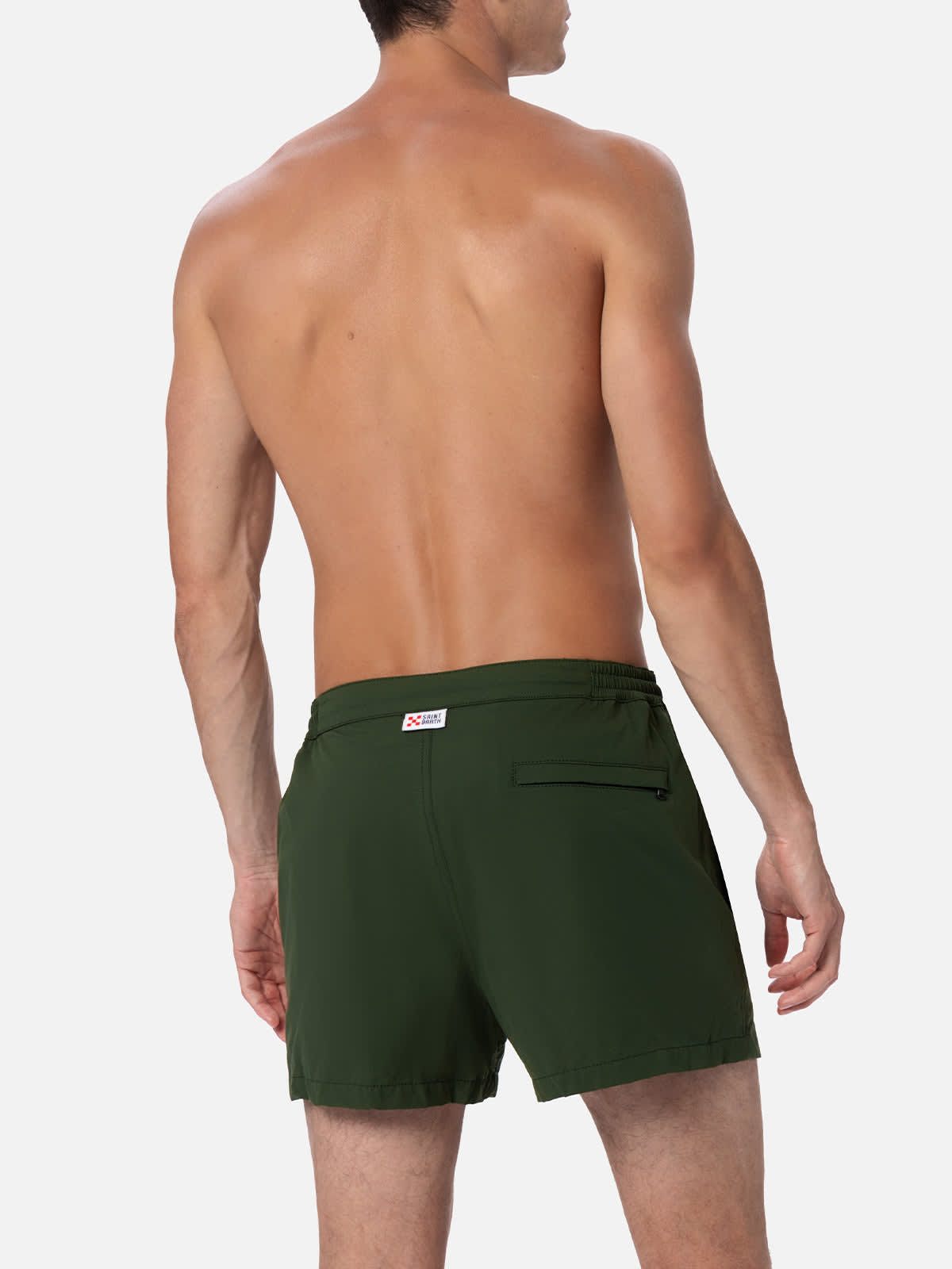 MC2 SAINT BARTH MAN MILITARY GREEN FITTED CUT SWIM SHORTS HARRYS