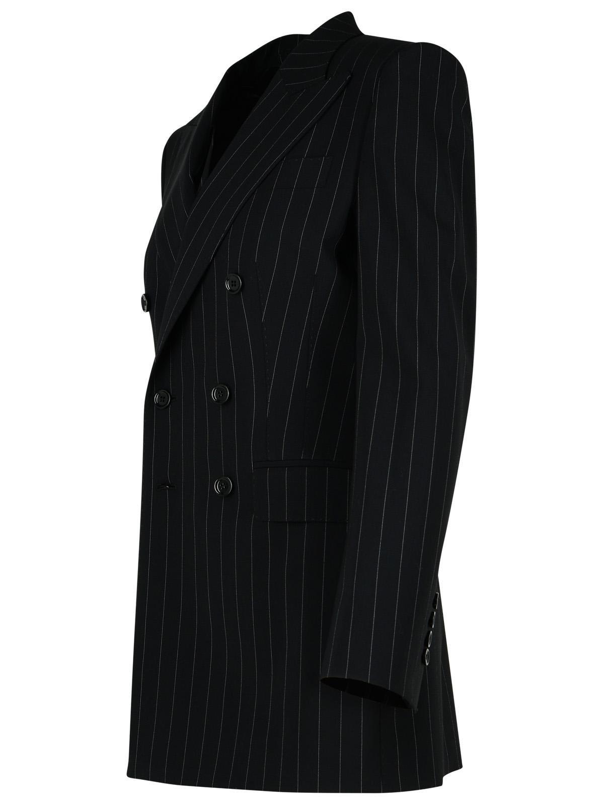 Shop Dolce & Gabbana Double-breasted Pinstriped Blazer In Black