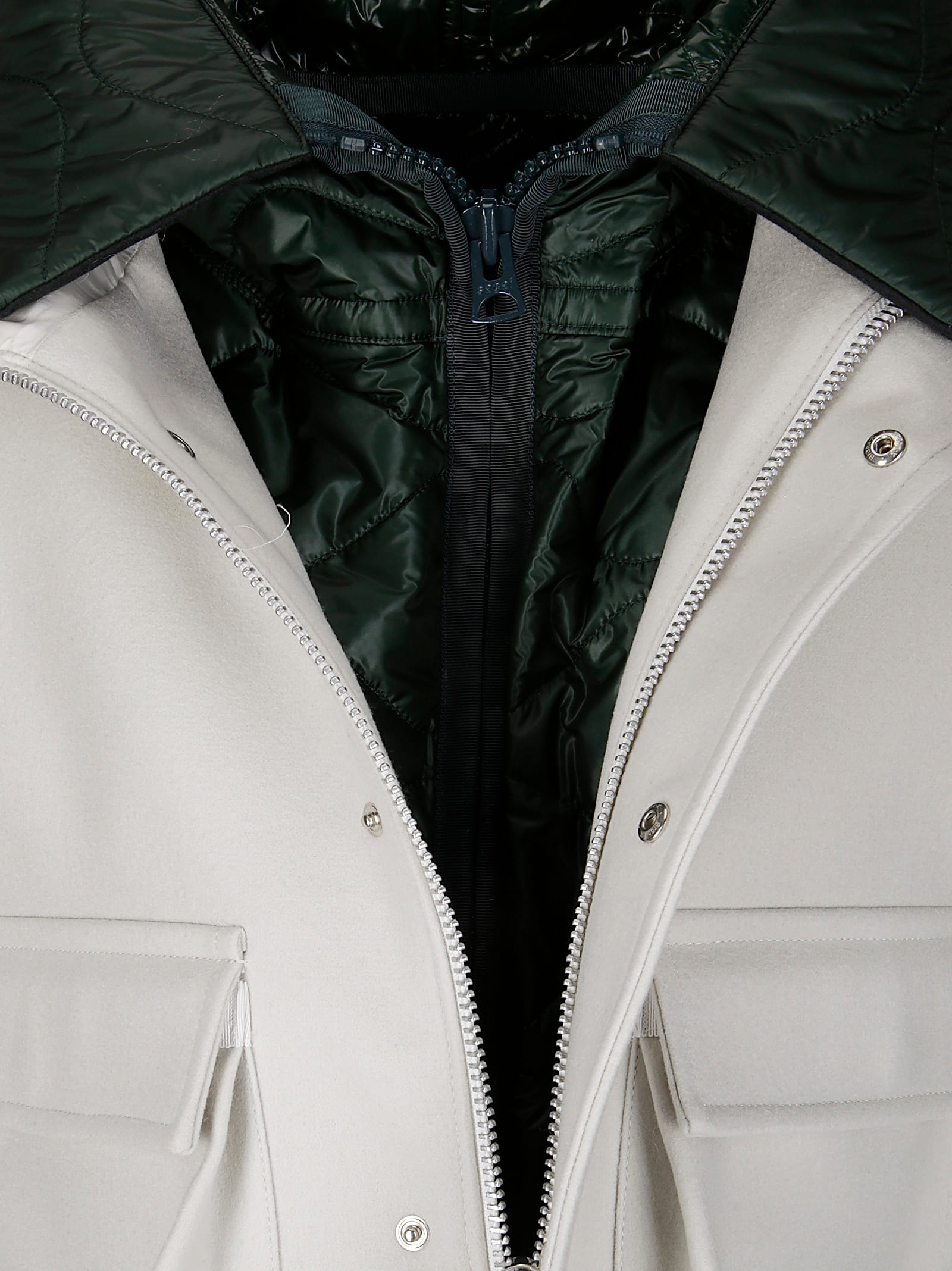 Sacai Wool Melton Blouson With Down-effect Details In White