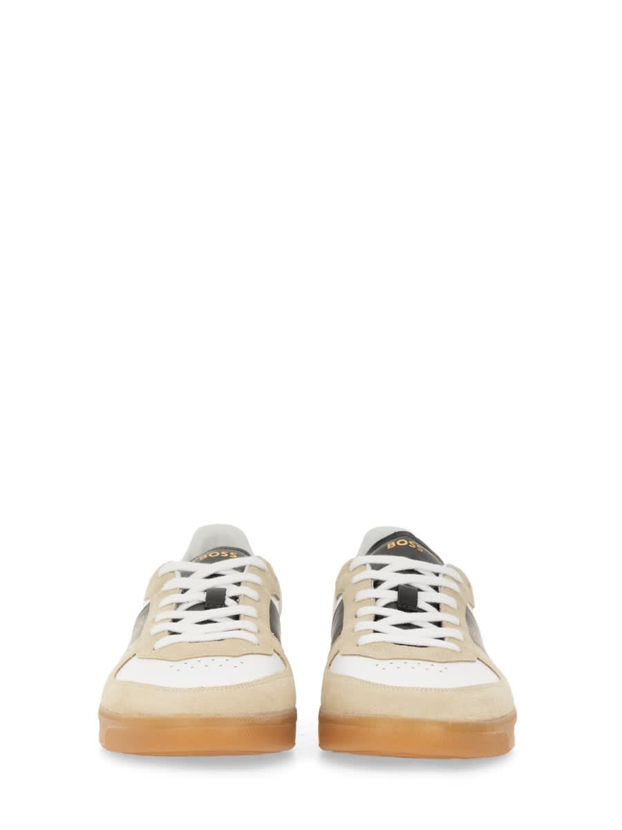 Shop Hugo Boss Sneaker With Logo In Beige