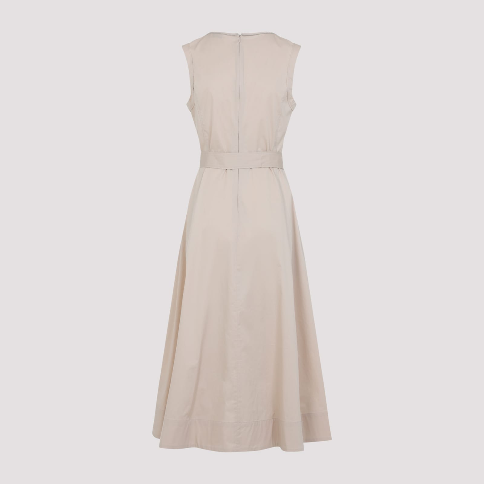 Peserico Sleeveless Maxi Dress With Fitted Bodice In Beige Ambrato