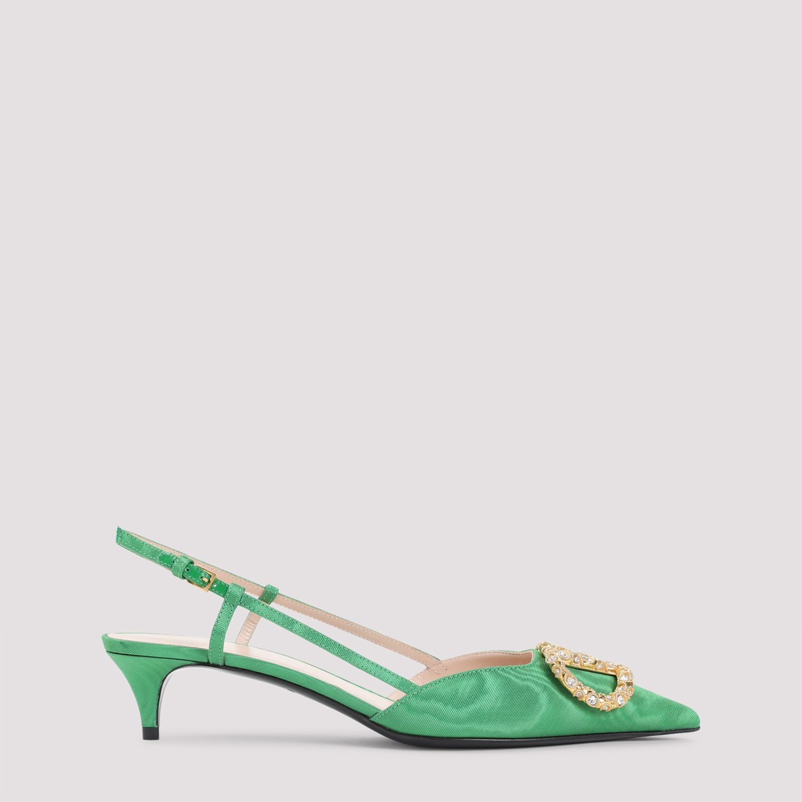 Valentino 45mm Crystal-embellishment Slingback Pumps In Green